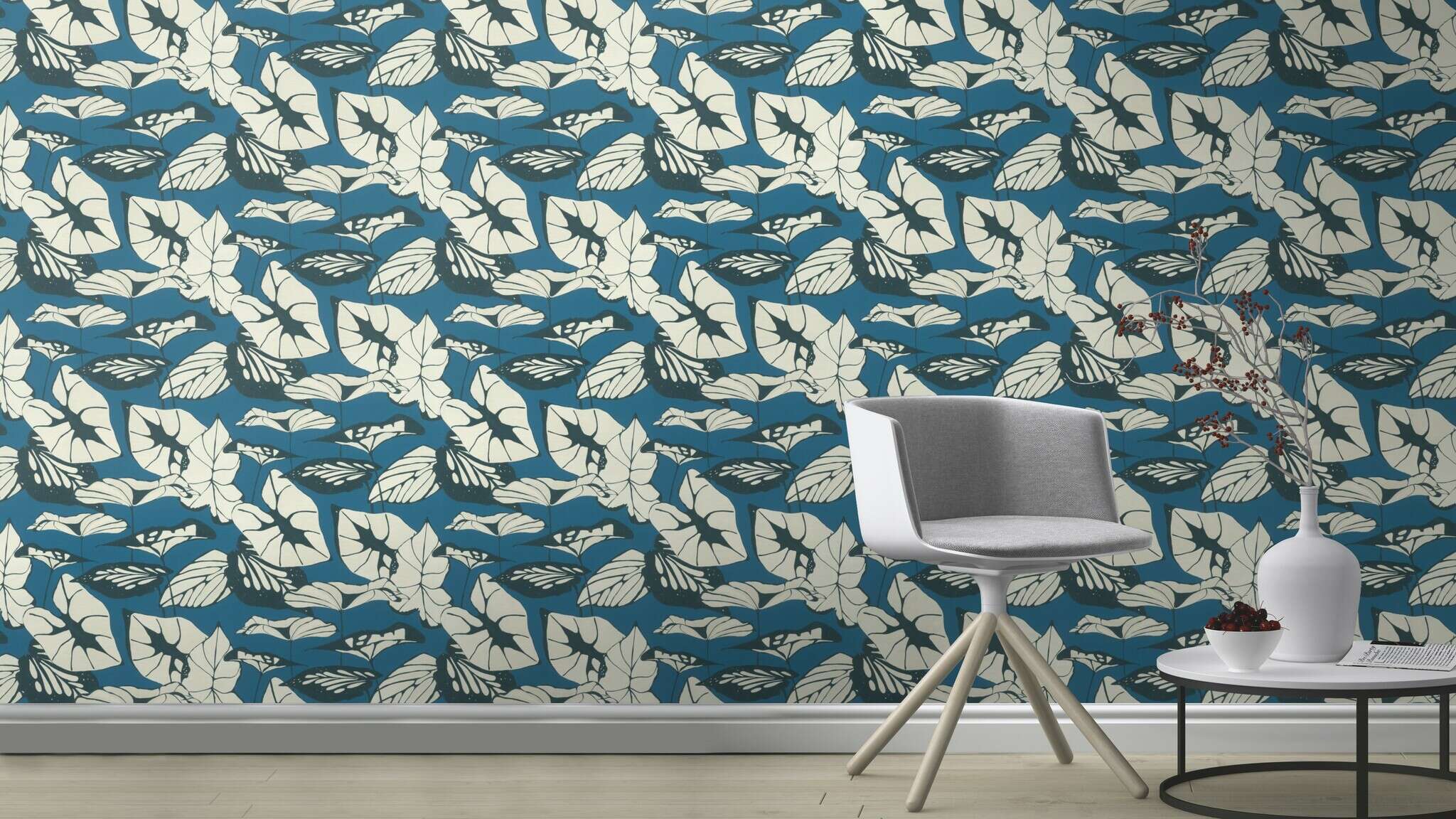 10-539653 Raumsituationen 2 Feuilles de lotus papier peint intissé bleu-bleu foncé Selection 539653