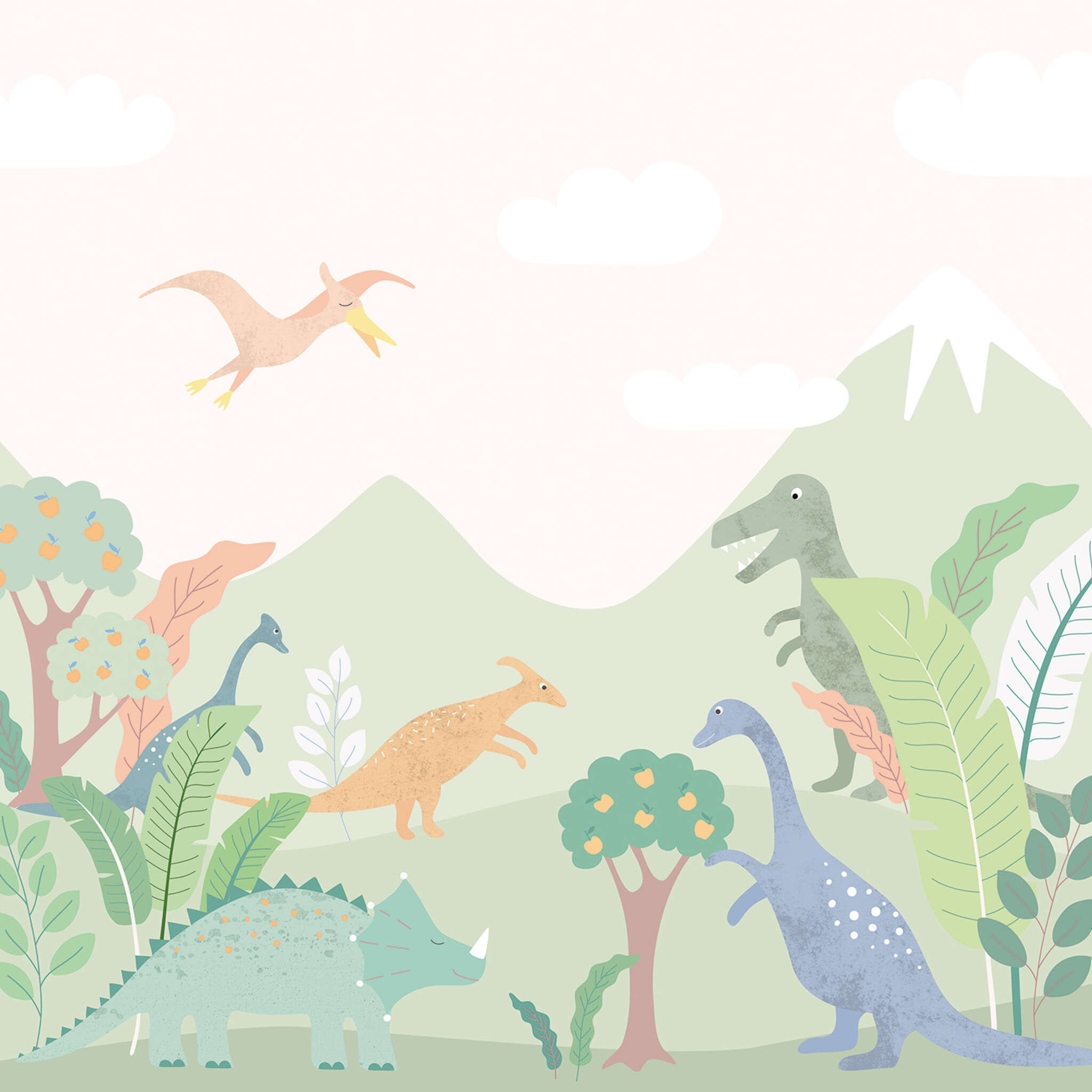 10-300058 D2C Vorschaubild 1 Fototapete Dino World mit Dinosauriern | Roomblush - RB367