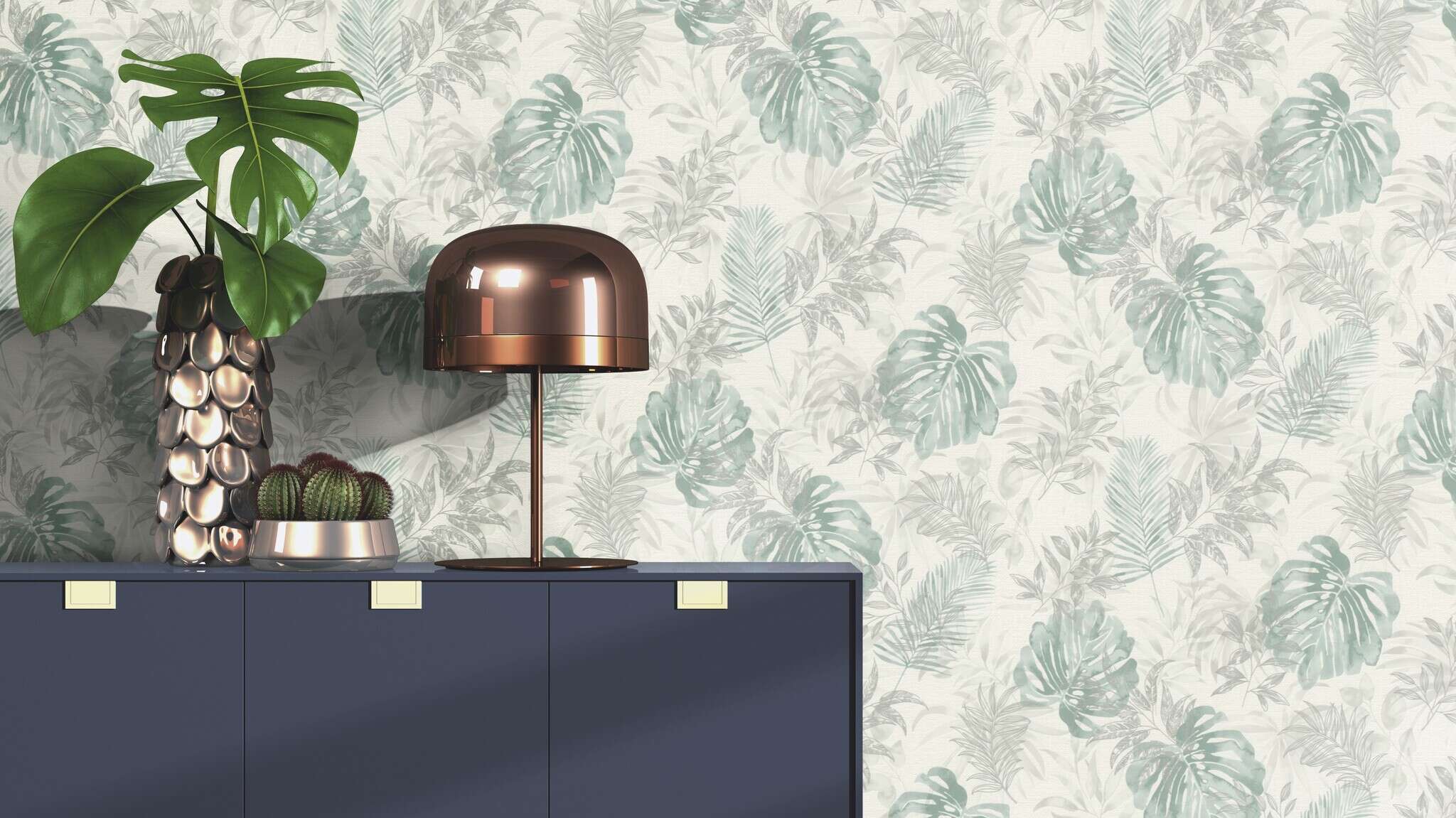 10-320602 Raumsituationen 2 Non-woven wallpaper in green Selection Relief/non-woven 320602