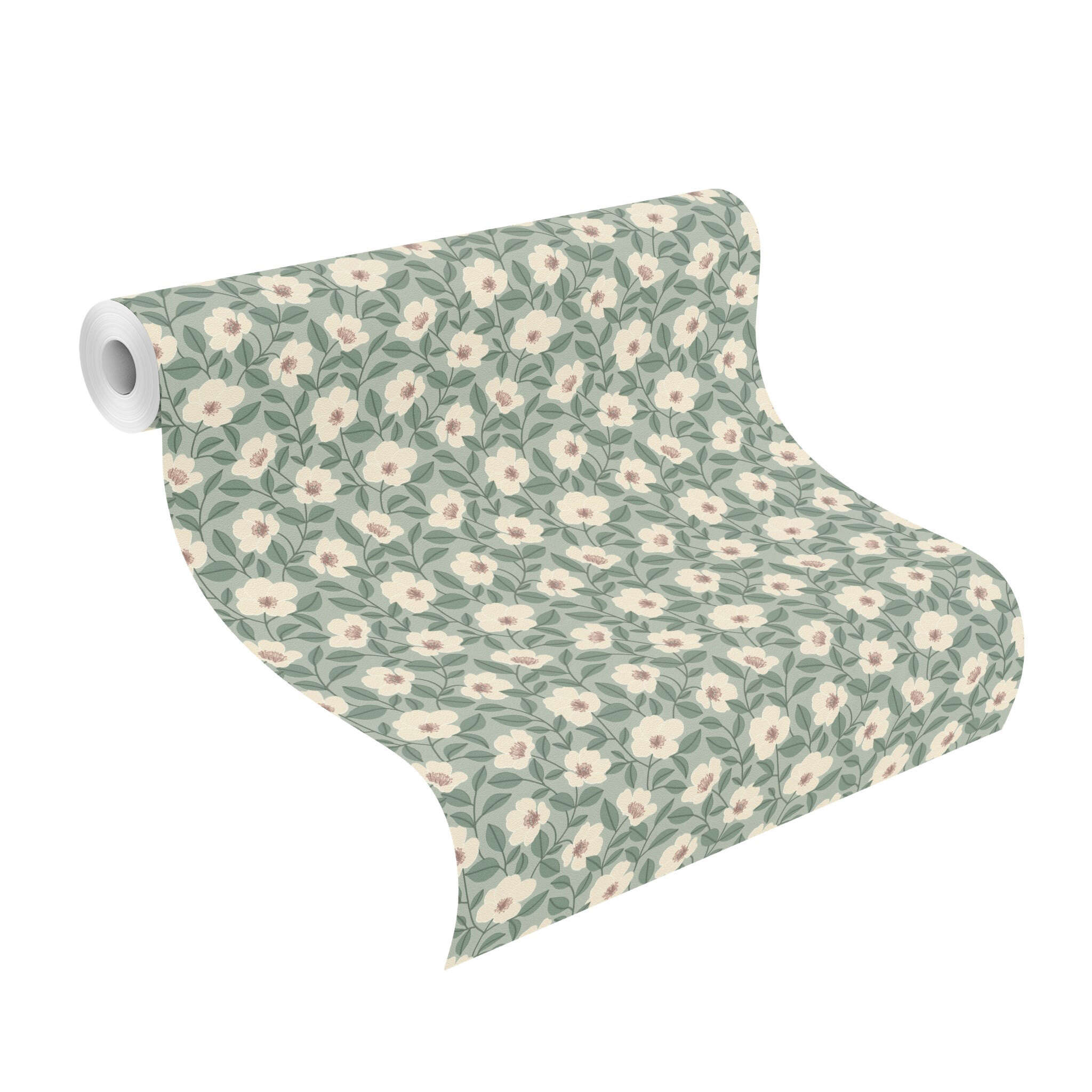 10-694543 Rolle abgerollt 1 Blumen Vliestapete in Grün Selection Vinyl/Vlies 694543