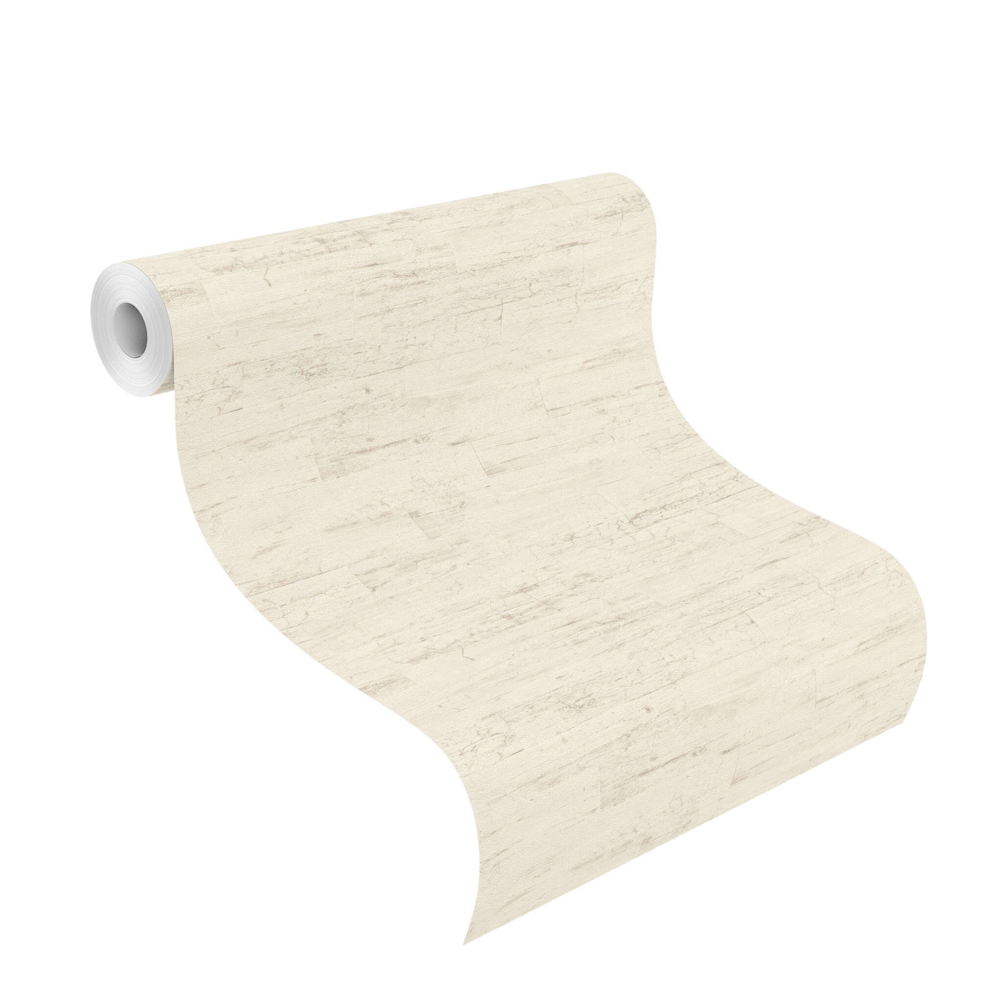 10-537000 Rolle abgerollt 1 Rouleau de déroulé avec Papier peint avec poutres en bois et texture fine