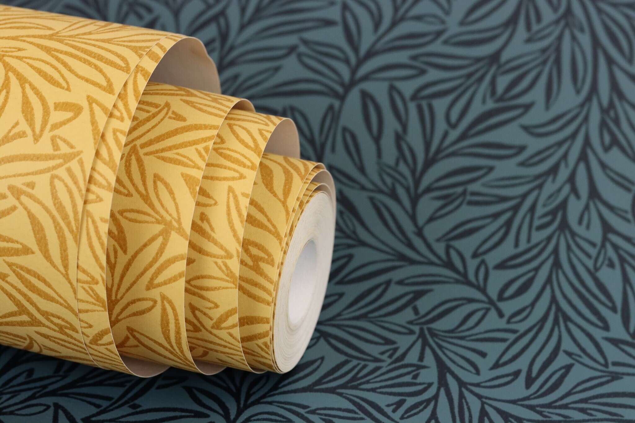 10-552300 Detailaufnahmen 3 Twigs non-woven wallpaper in blue-dark blue Selection 552300