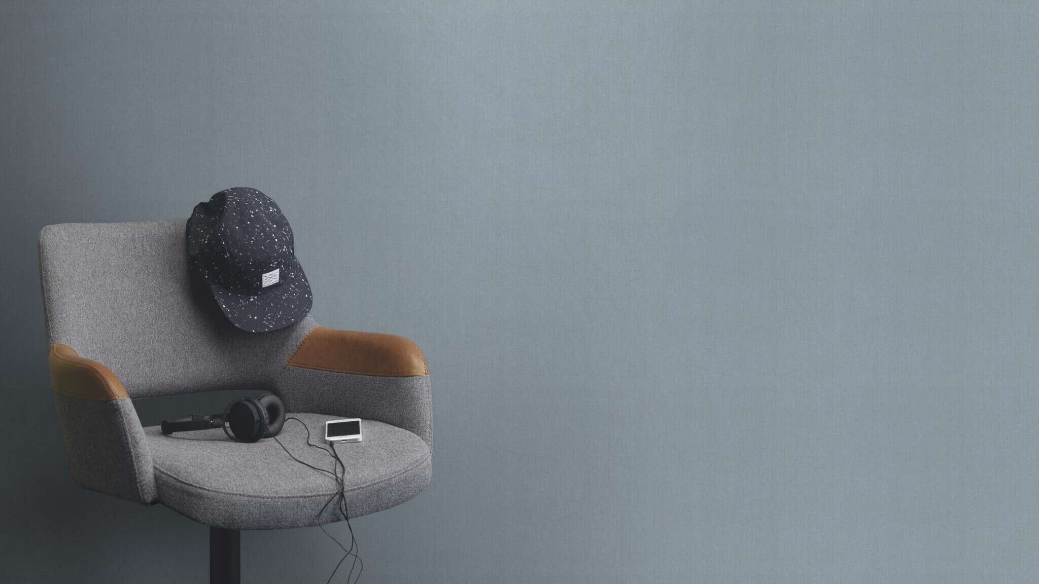10-633658 Raumsituationen 2 Room with Single-colour wallpaper with a grainy textile texture