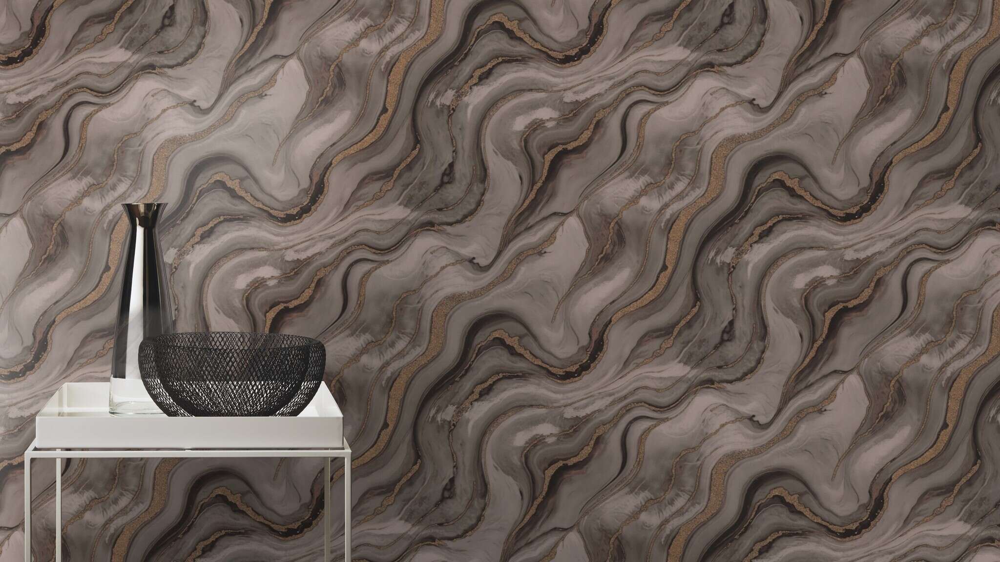 10-497656 Raumsituationen 1 Marble-effect wallpaper in grey - Factory VI Marmorea 497656