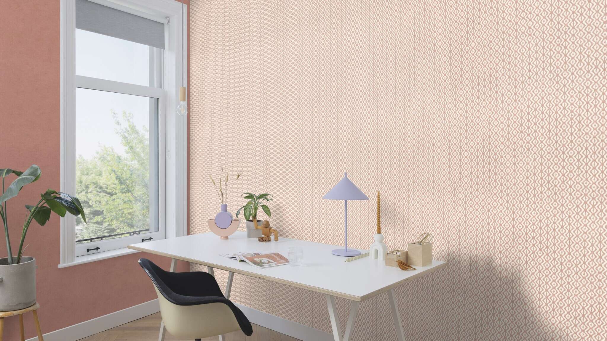 10-408157 Raumsituationen 3 Textile texture non-woven wallpaper in pink-olive Beachhouse 408157