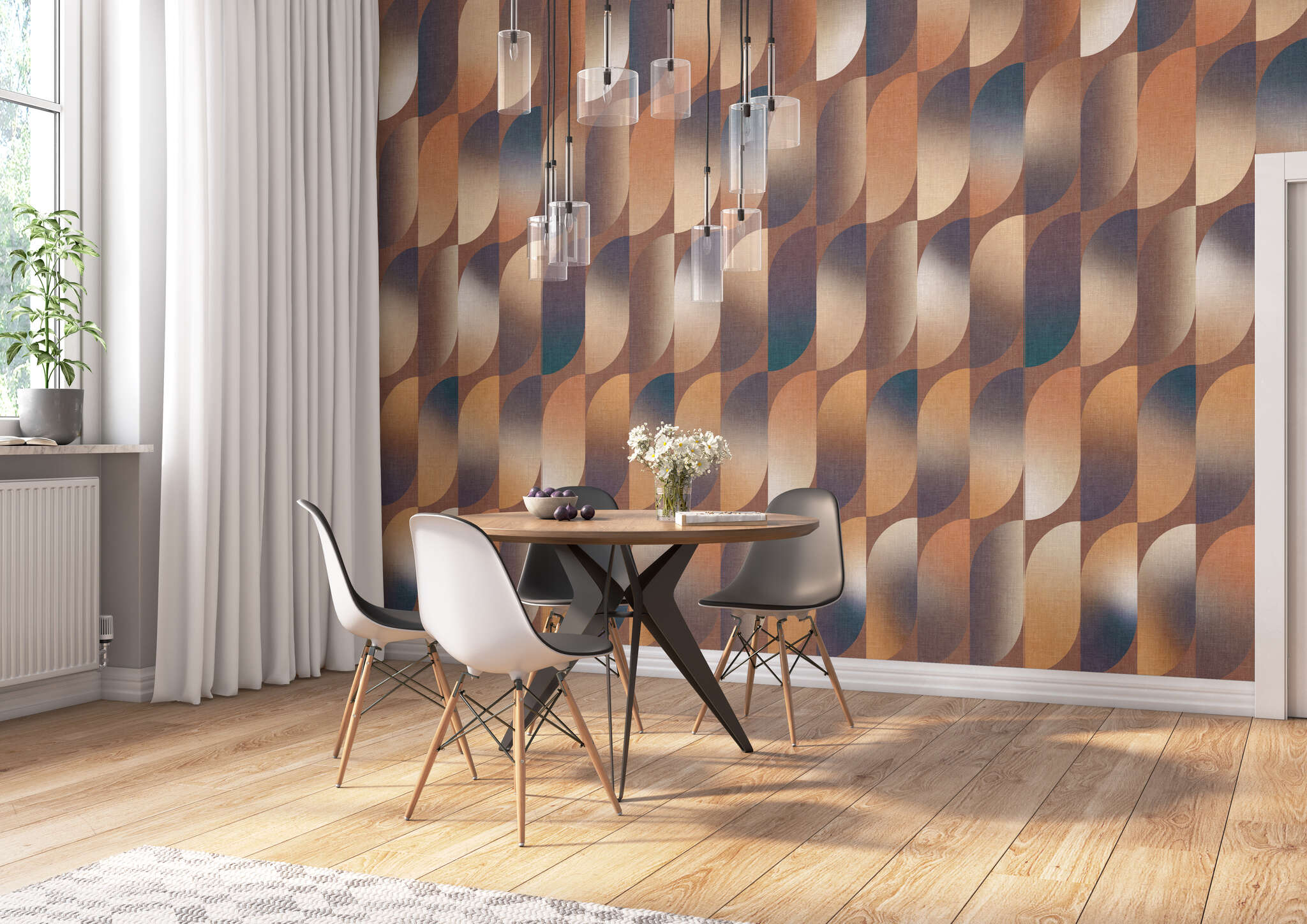 Esszimmer mit 364088 - Wandbild - Dieses grafische Muster weckt Erinnerungen an Schlaghosen magicwalls photo wallpaper 364088