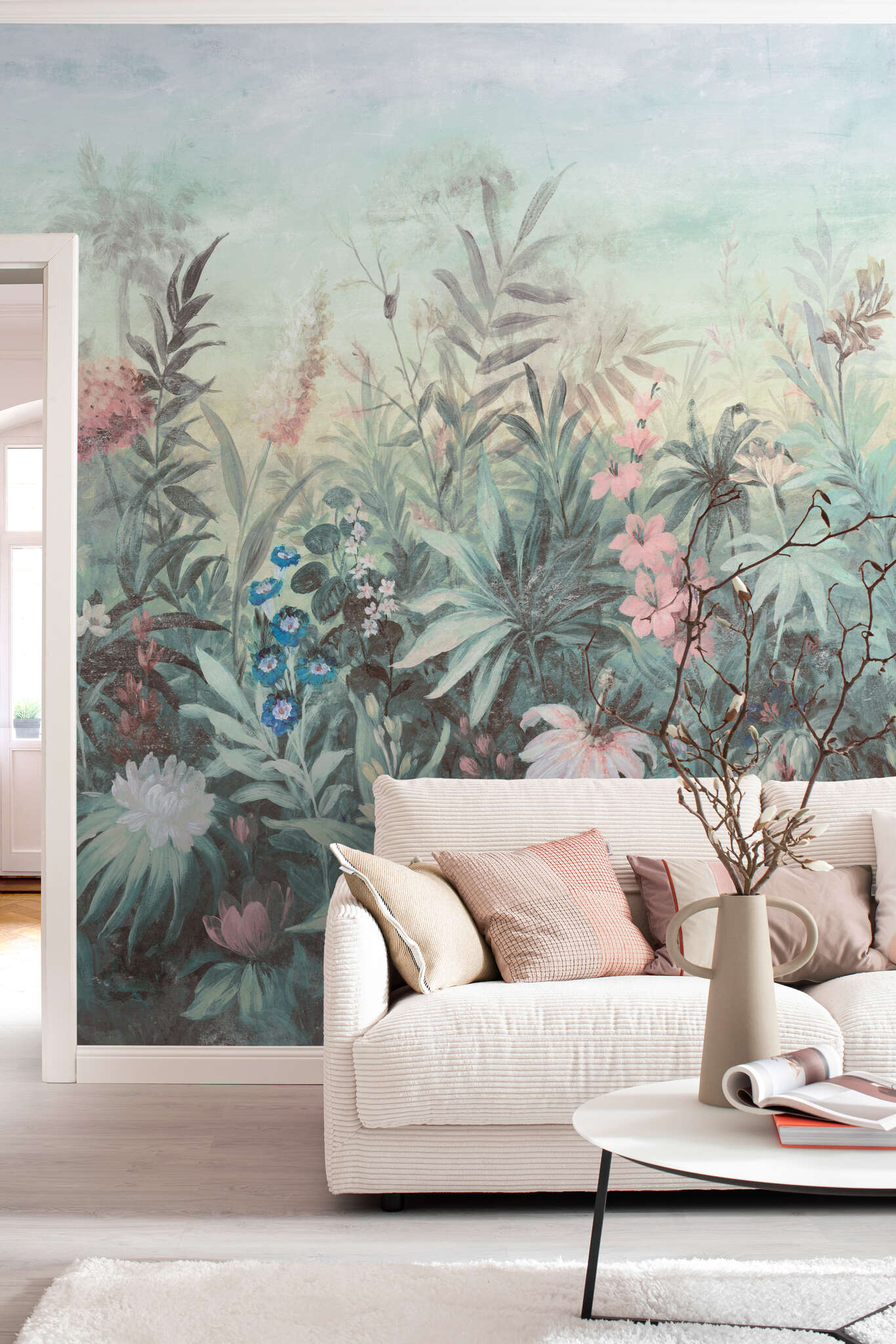 Fototapete Fairytale mit bunten Blumen und Pflanzen aus der SCHÖNER WOHNEN-Kollektion