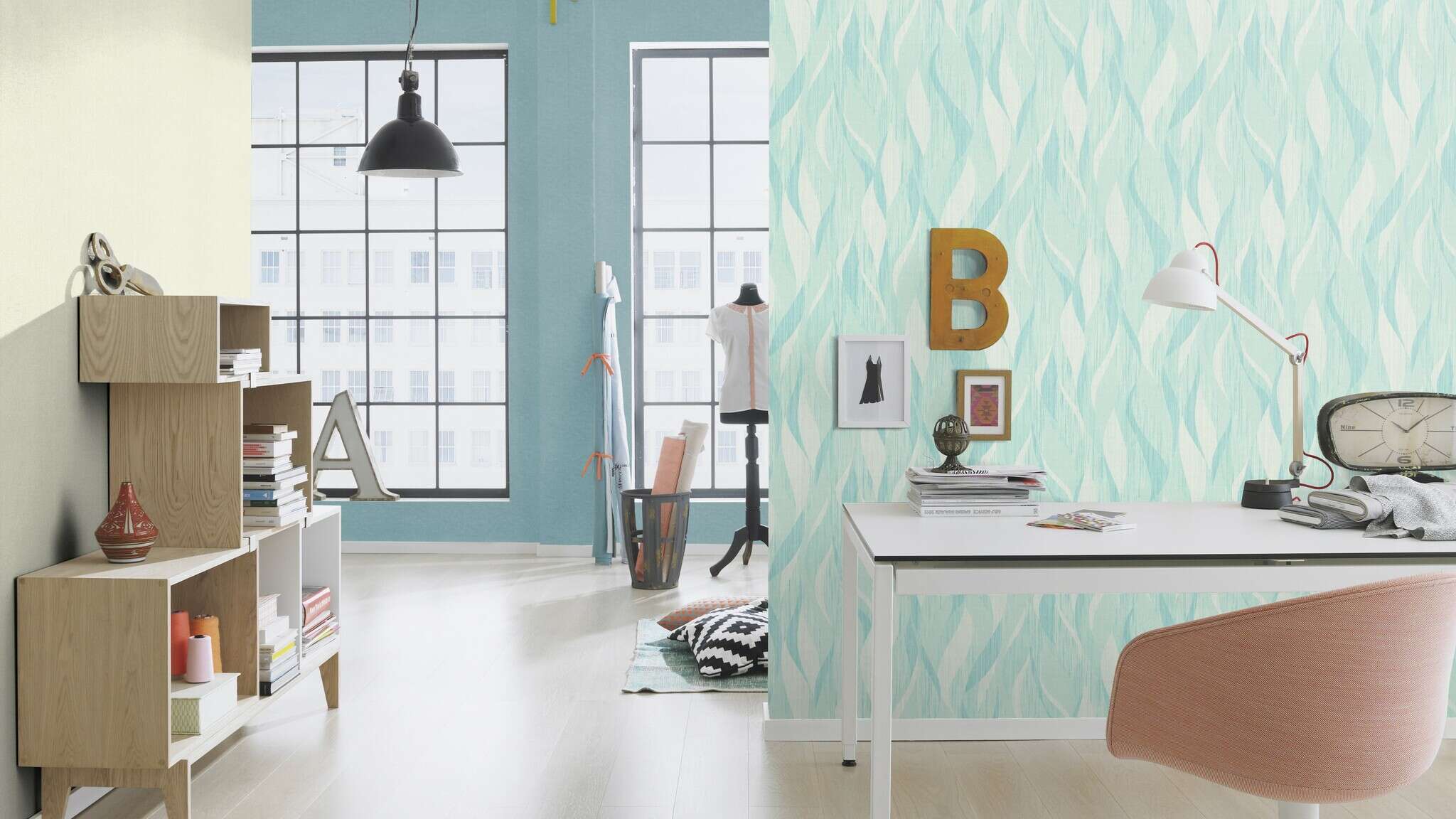 10-441666 Raumsituationen 6 Papier peint intissé uni crème et blanc nacré Welcome Home 441666