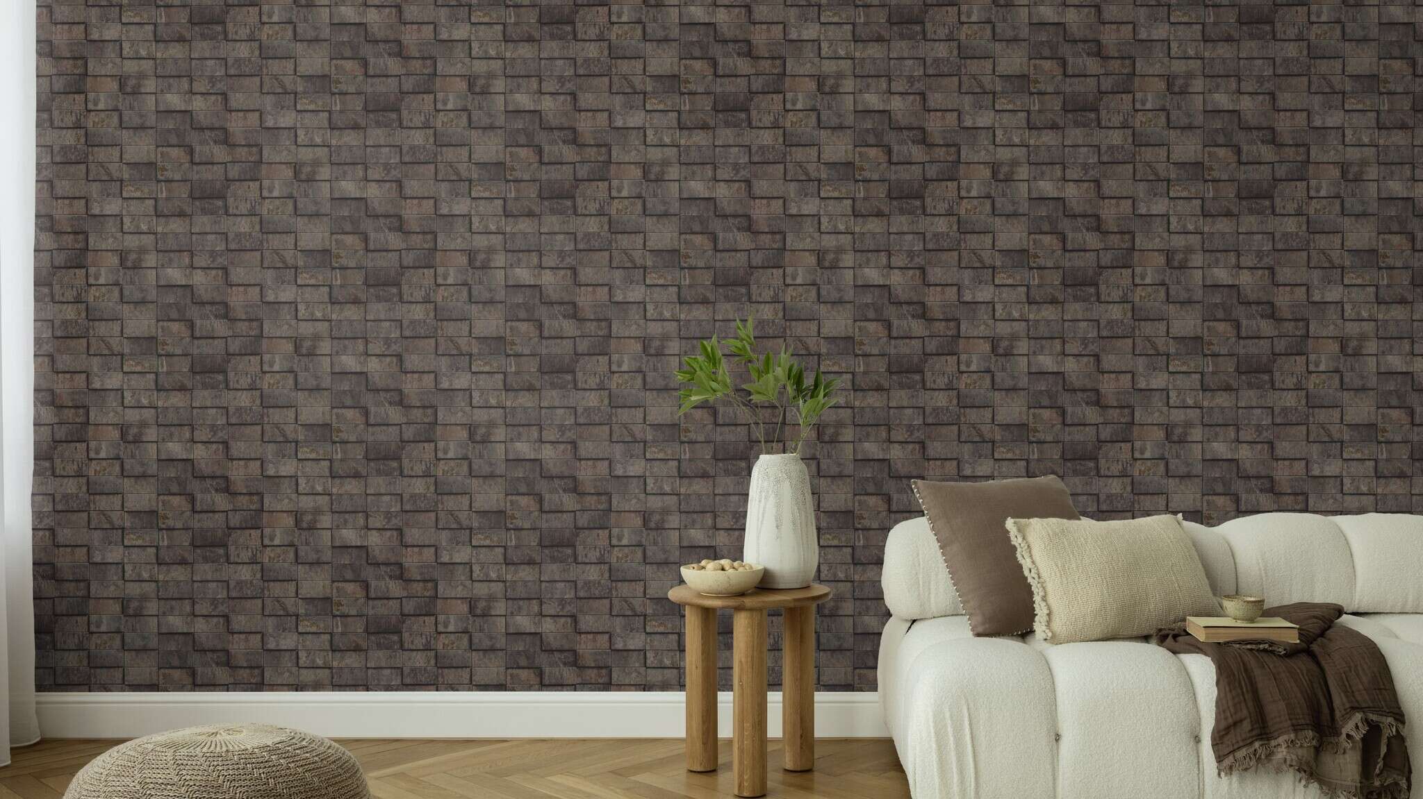 10-497137 Raumsituationen 2 Non-woven wallpaper Copper Tile in dark grey - Factory VI 497137