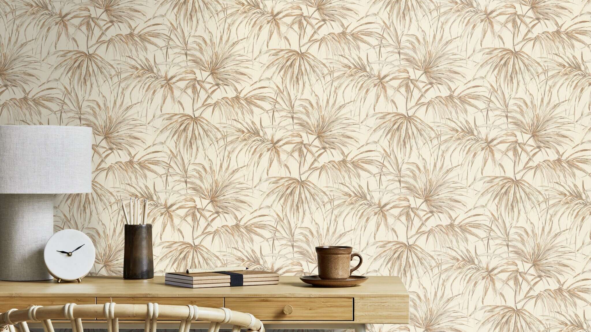 10-435351 Raumsituationen 2 Non-woven wallpaper Bamboo Leaves in Cream - Noble Zen Akari 435351