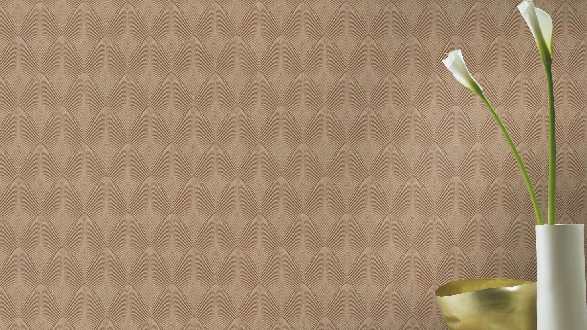 10-535822 Raumsituationen 1 Room with Wallpaper with stylised peacock feathers