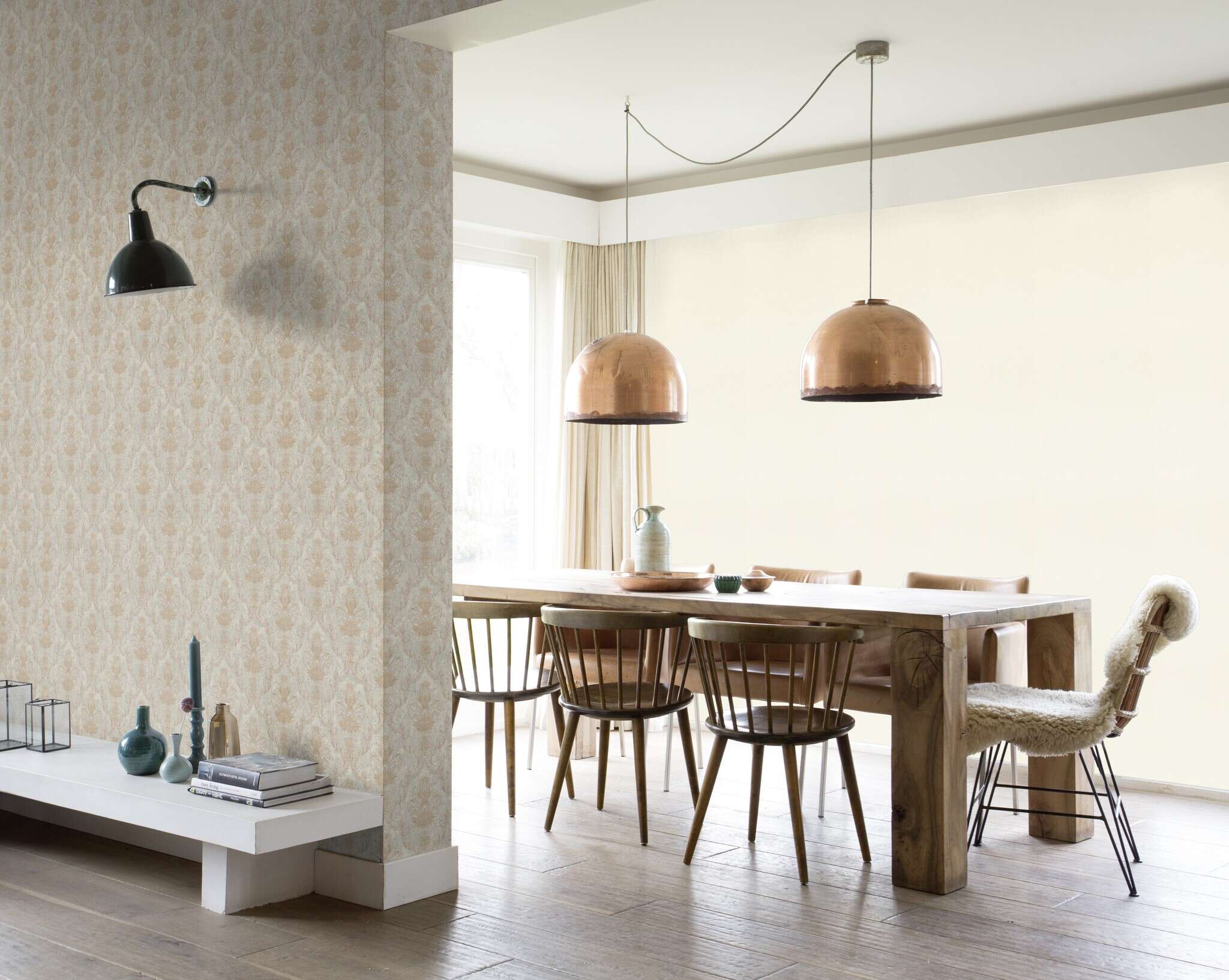 10-752632 Raumsituationen 4 Room with Single-colour wallpaper in a leather look