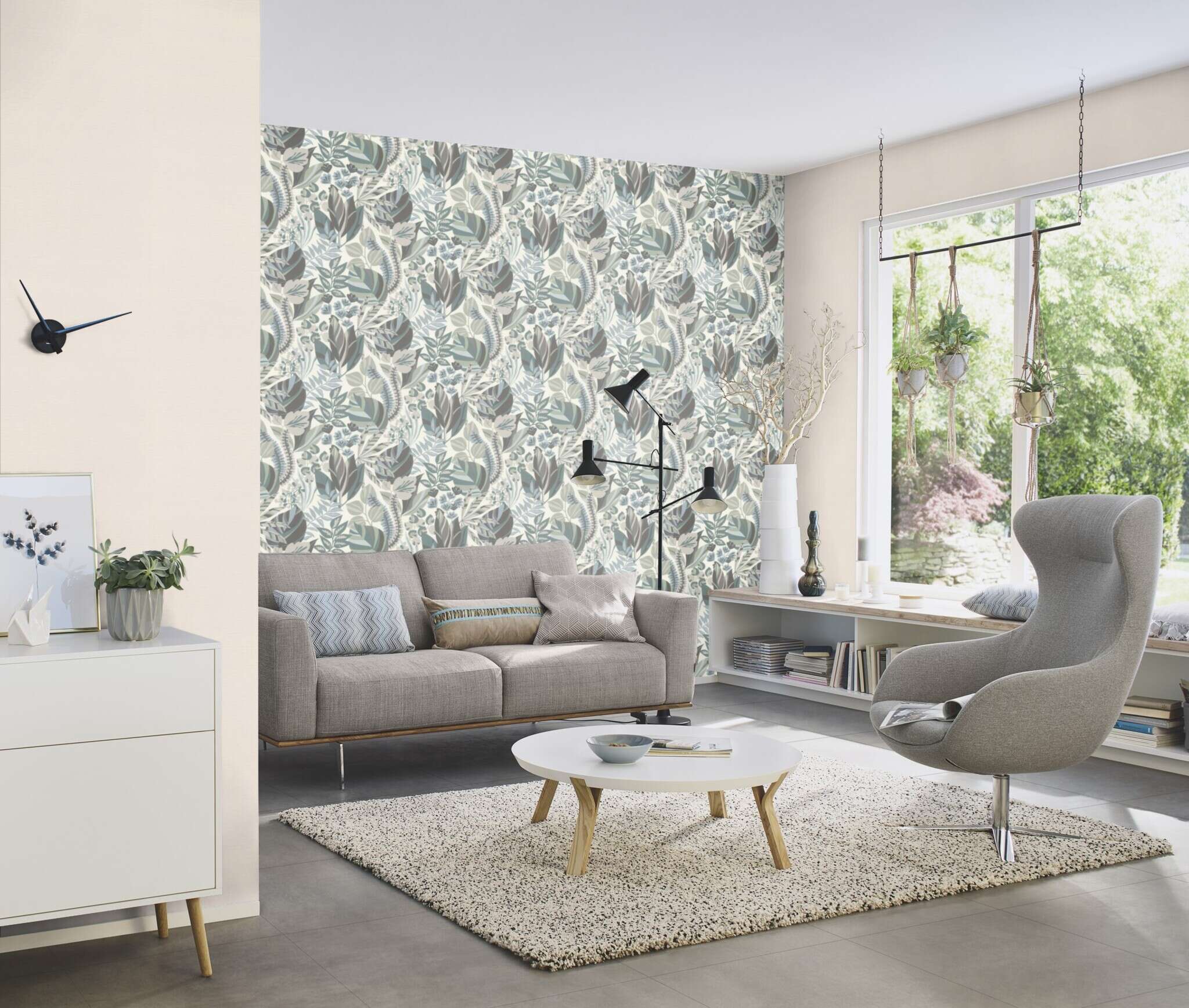 10-687507 Raumsituationen 3 Une chambre avec Papier peint uni avec une texture textile