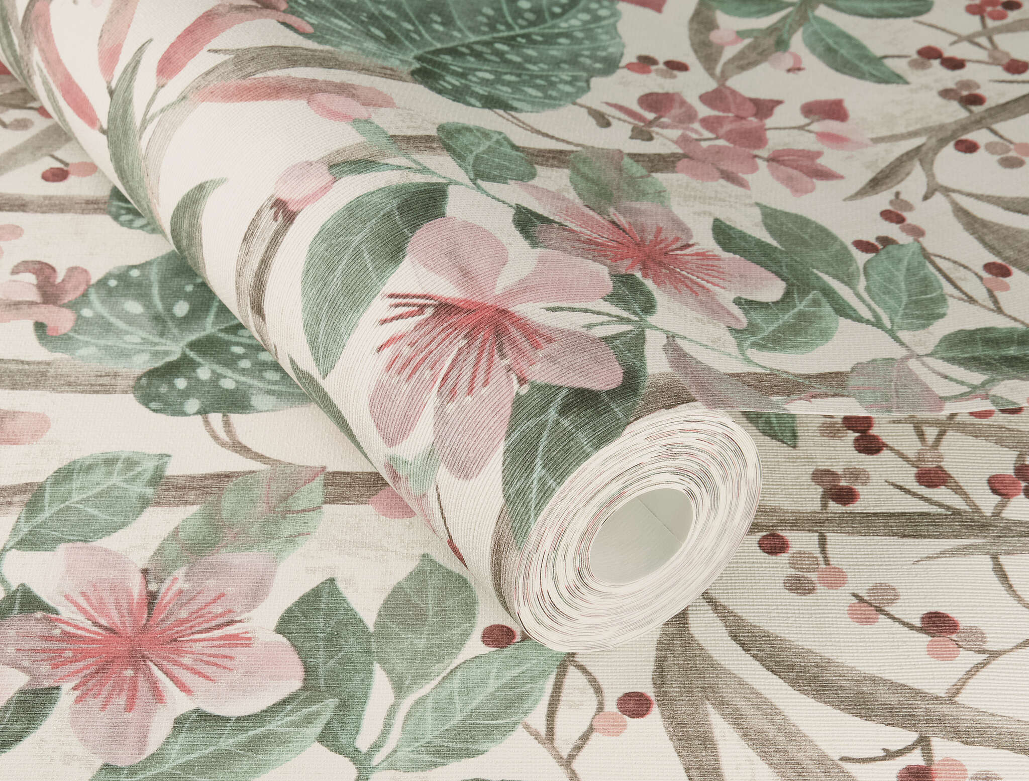 10-538212 Detailaufnahmen 1 Image détaillée de Papier peint à feuilles avec fleurs et plantes