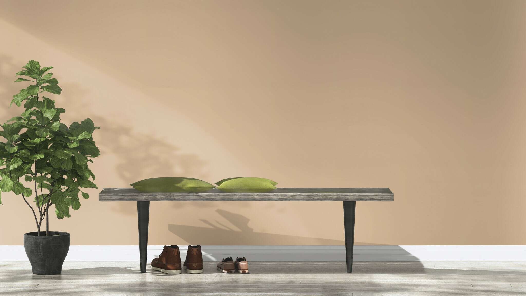 10-752694 Raumsituationen 1 Room with Single-colour wallpaper in a leather look