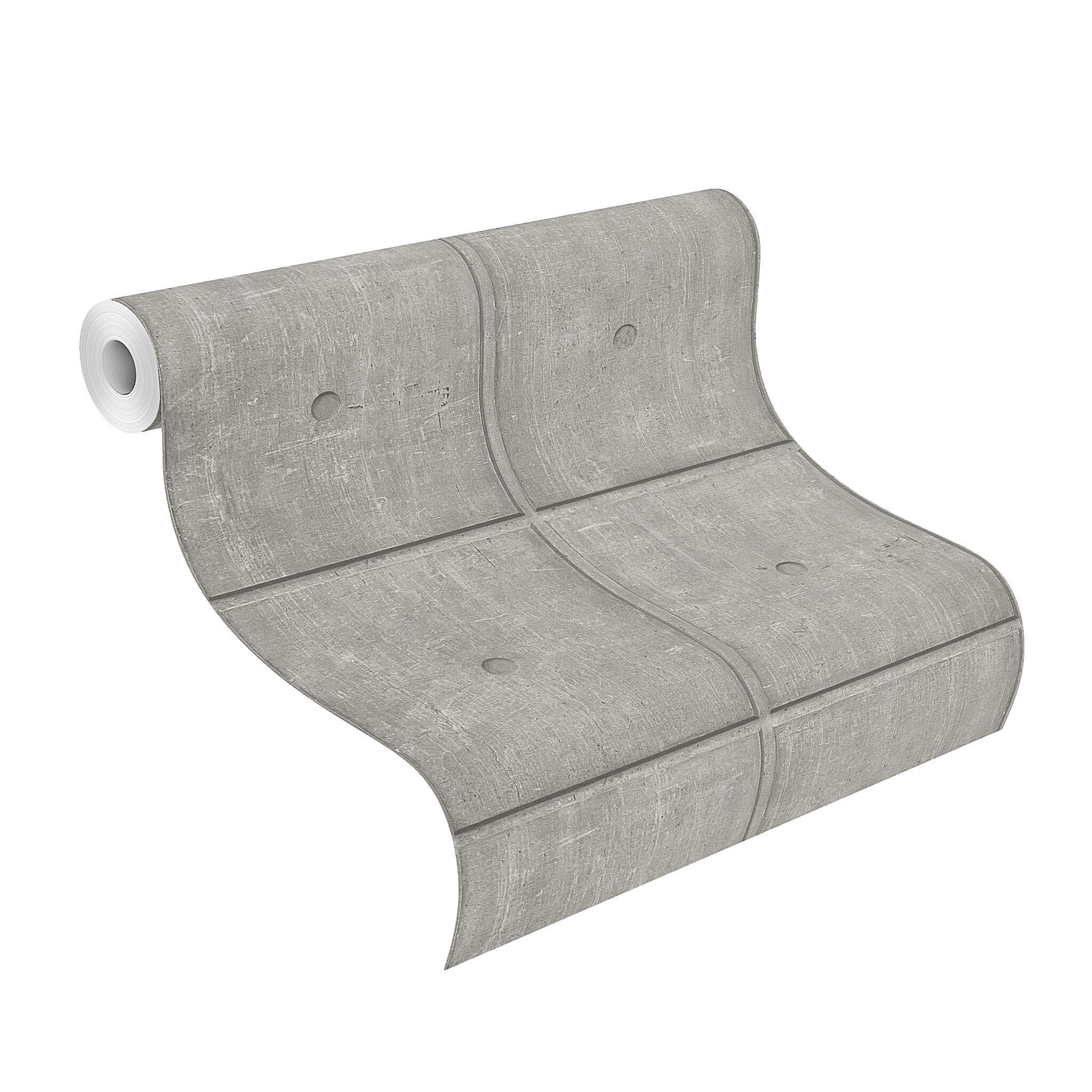 10-499438 Rolle abgerollt 1 Rouleau de déroulé avec Papier peint aspect béton