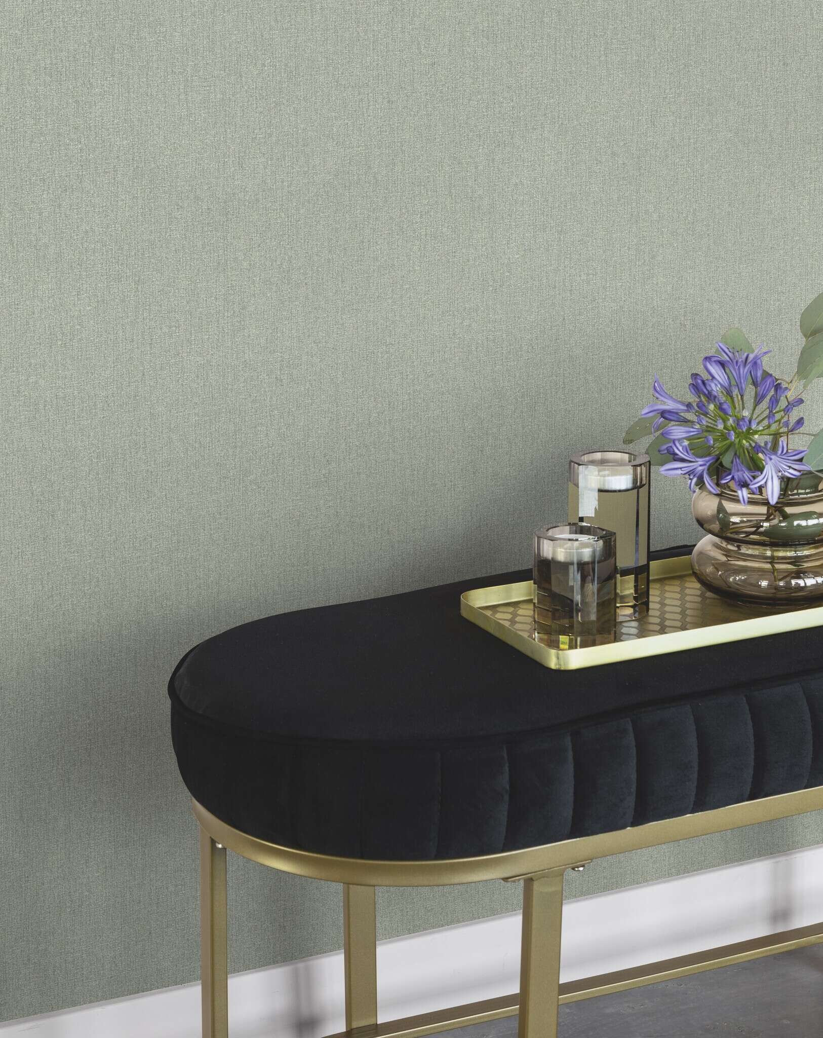 10-350142 Raumsituationen 3 Non-woven wallpaper in green-taupe Selection Relief/non-woven 350142