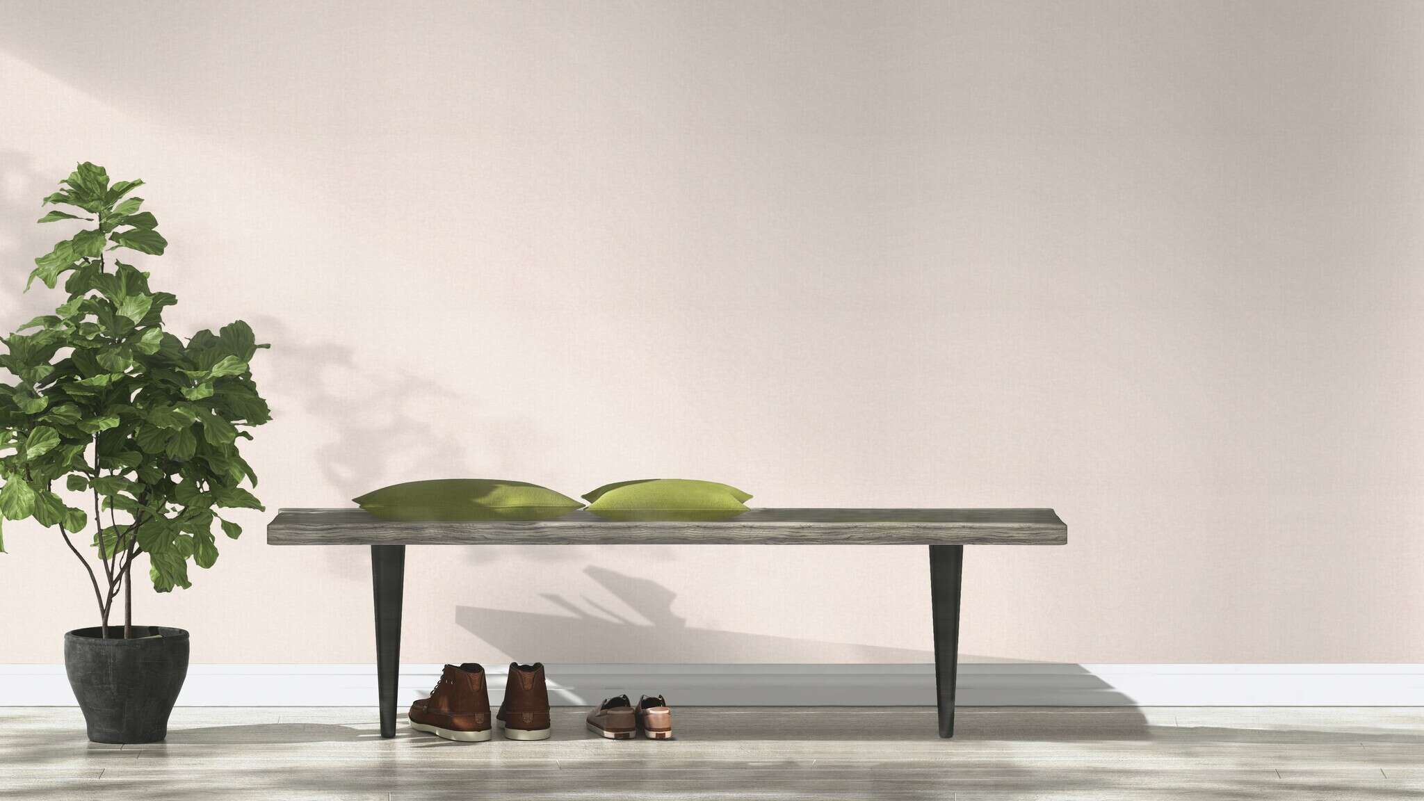 10-252811 Raumsituationen 2 Room with Smooth rose-coloured wallpaper for a soft, harmonious room effect