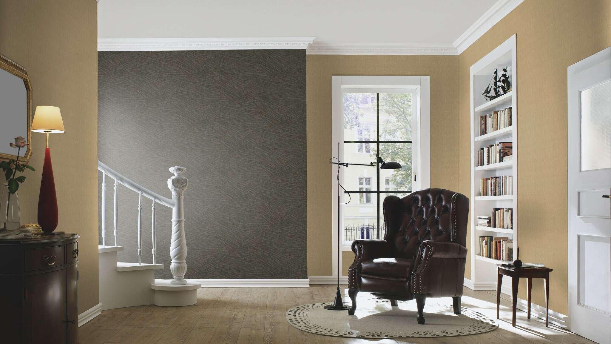 10-608366 Raumsituationen 1 Room with Graphic wallpaper with three-dimensional rods