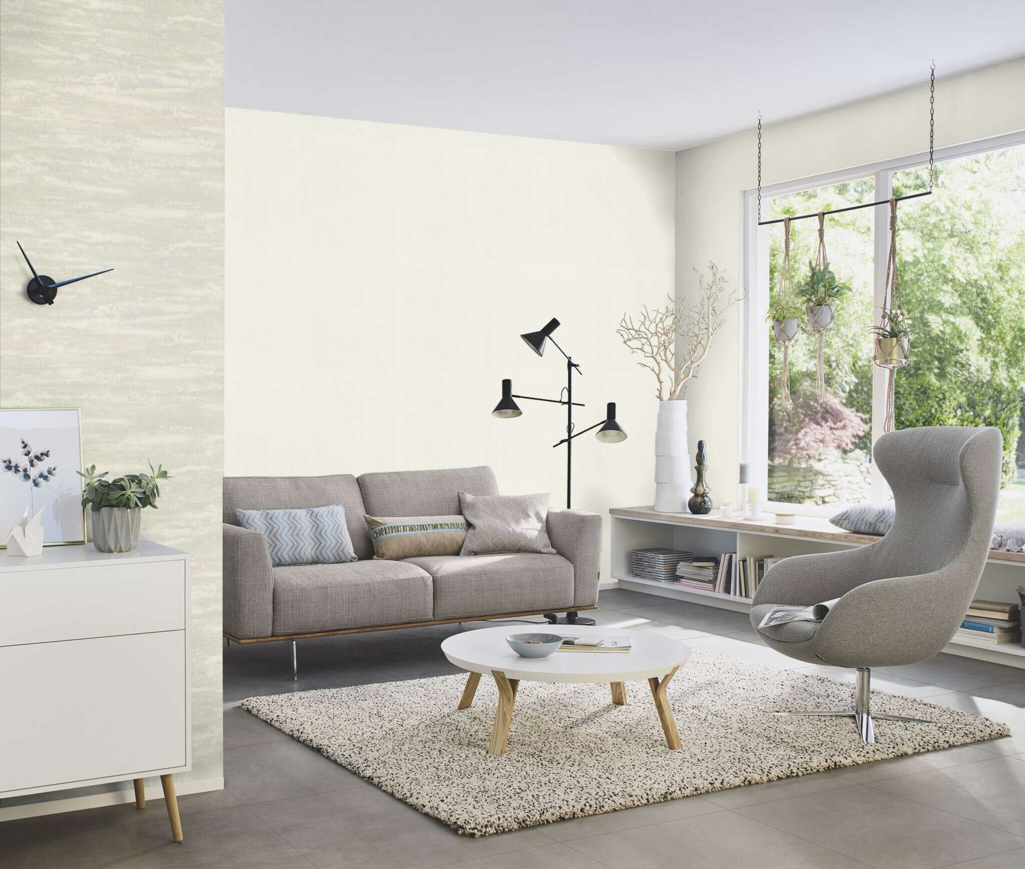 10-979350 Raumsituationen 2 Plain non-woven wallpaper in white-cream white Wall Textures XL Vol. 3 979350