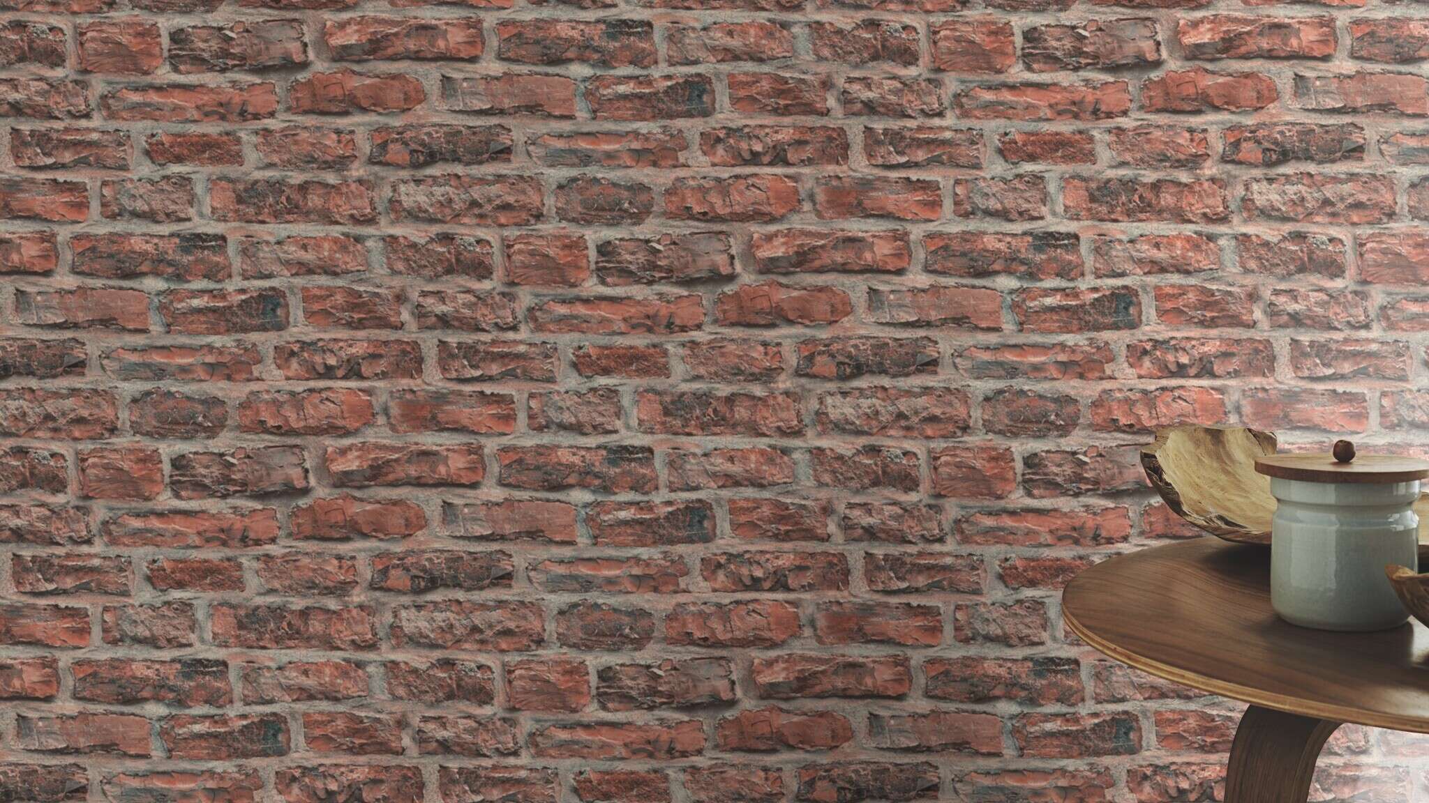 10-498332 Raumsituationen 1 Stone-effect wallpaper in red Factory VI Brick 498332