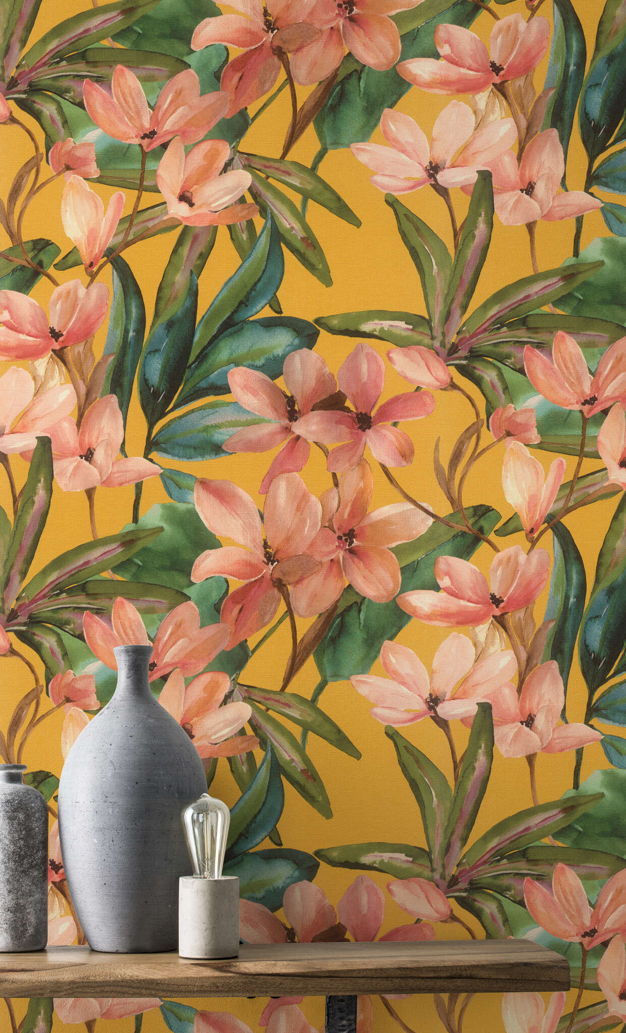 10-371130 Raumsituationen 1 Magnolia 371130 self-adhesive wallpaper - magnolias in watercolor look
