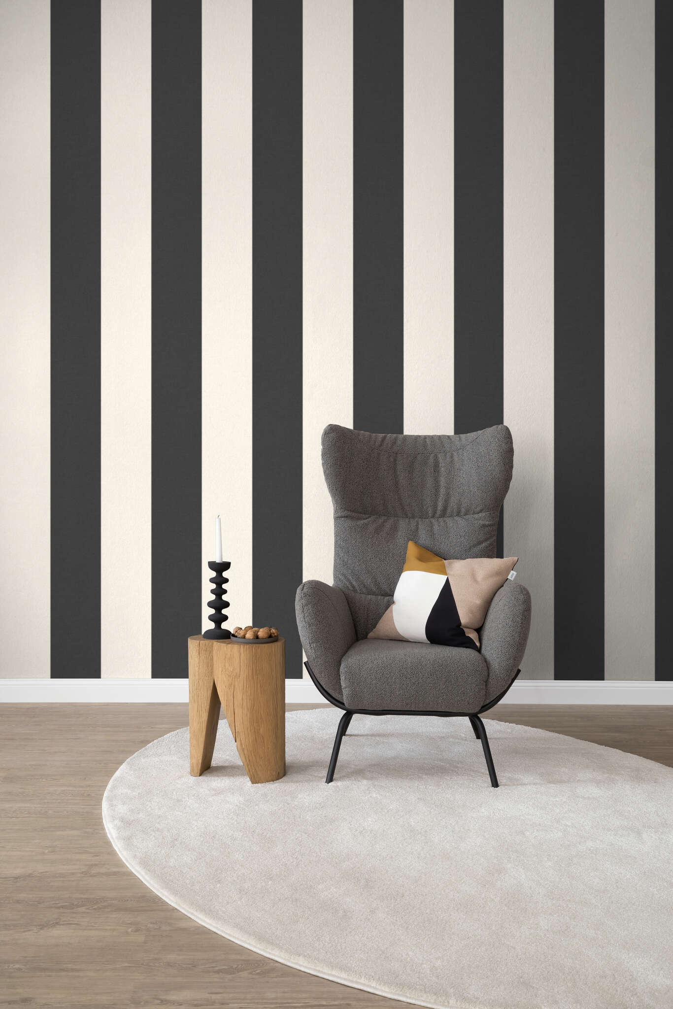 10-366662 Raumbilder 1 SCHÖNER WOHNEN collection XXL STRIPE mural in black & white photo wallpaper 366662