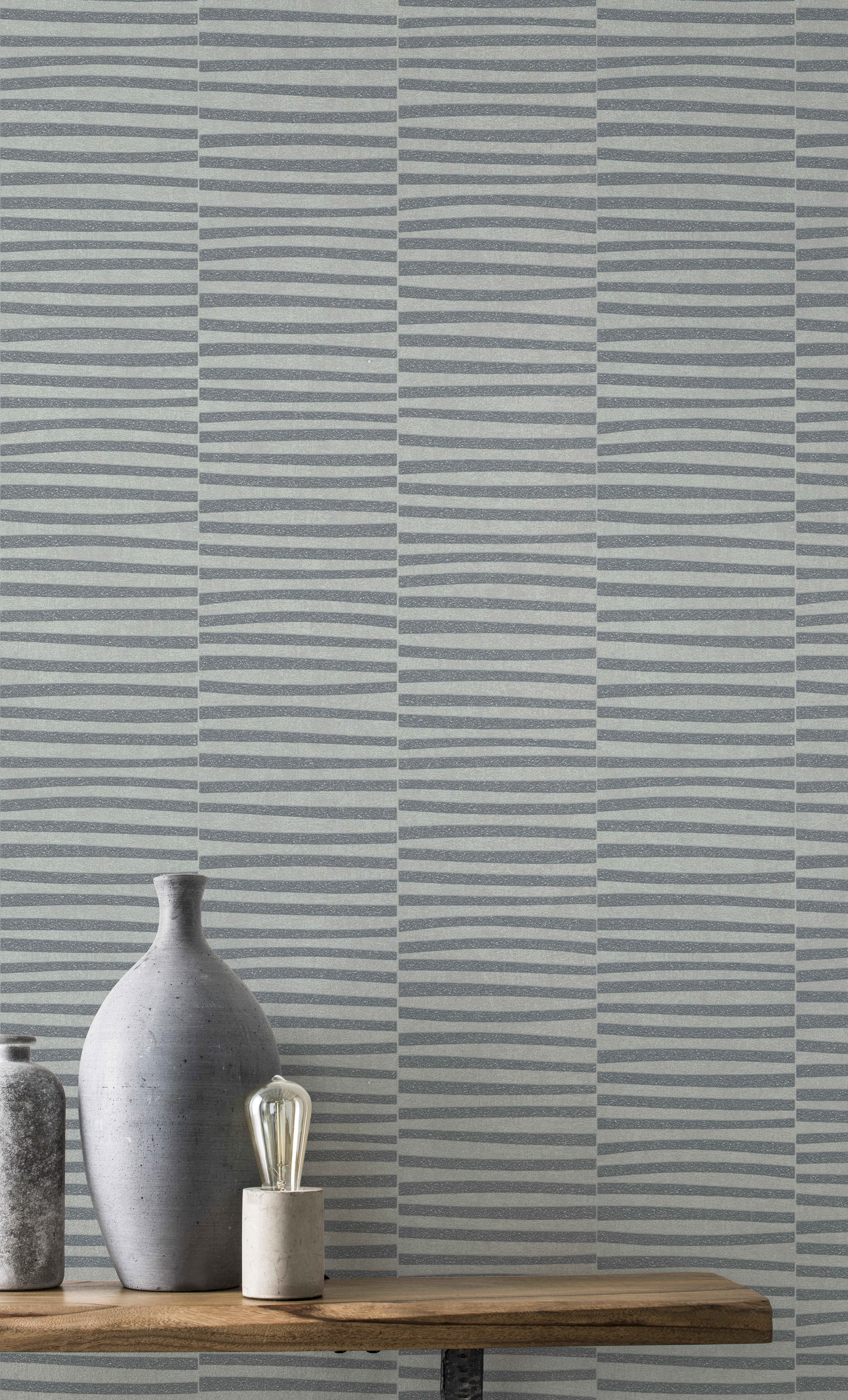 10-542035 Raumsituationen 2 Non-woven wallpaper stripes in silver-grey 542035