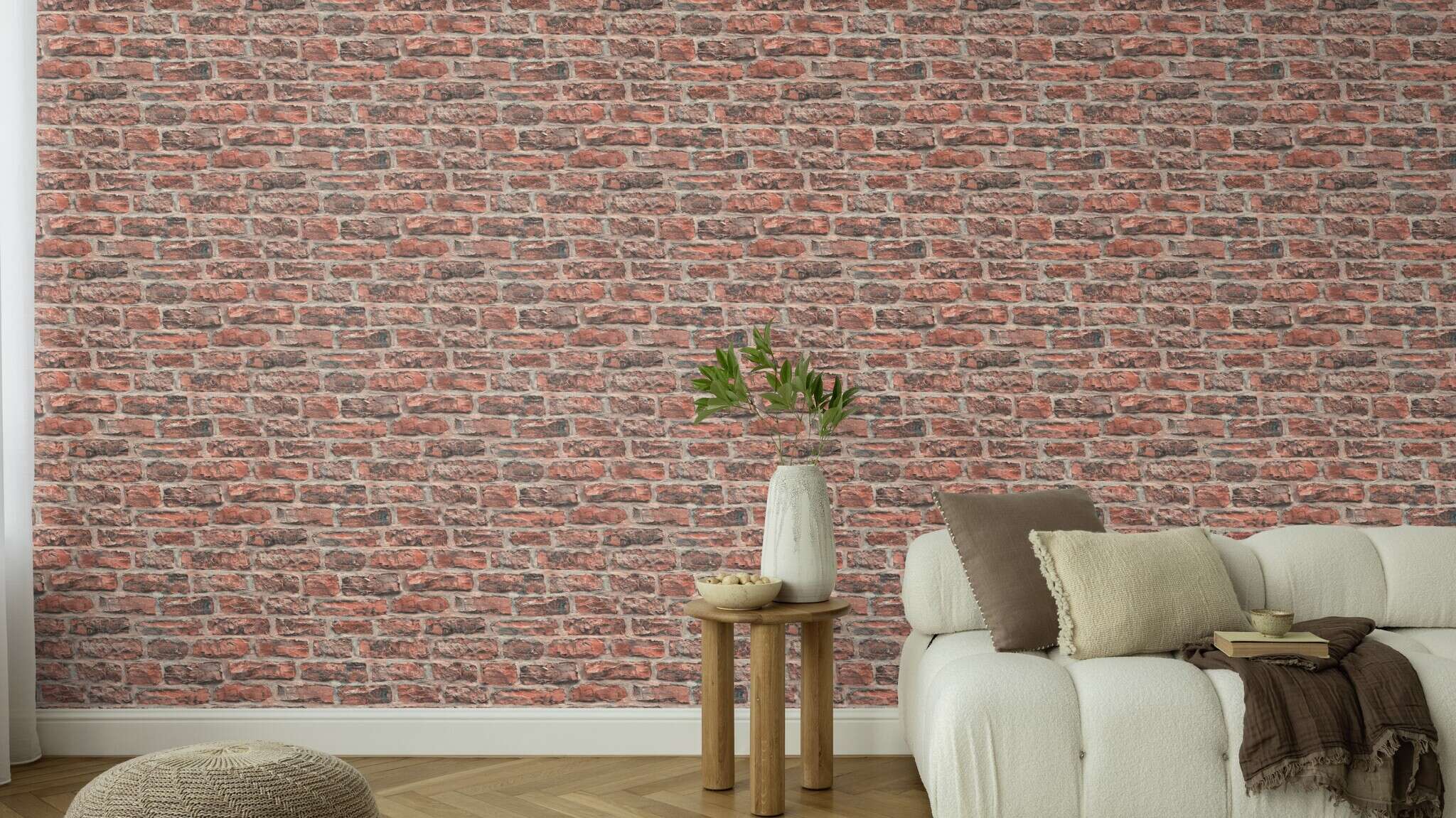 10-498332 Raumsituationen 3 Stone-effect wallpaper in red Factory VI Brick 498332