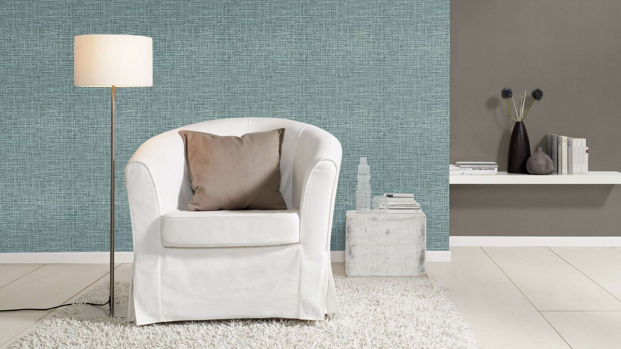 10-865417 Raumsituationen 2 Room with Wallpaper with organic woven pattern