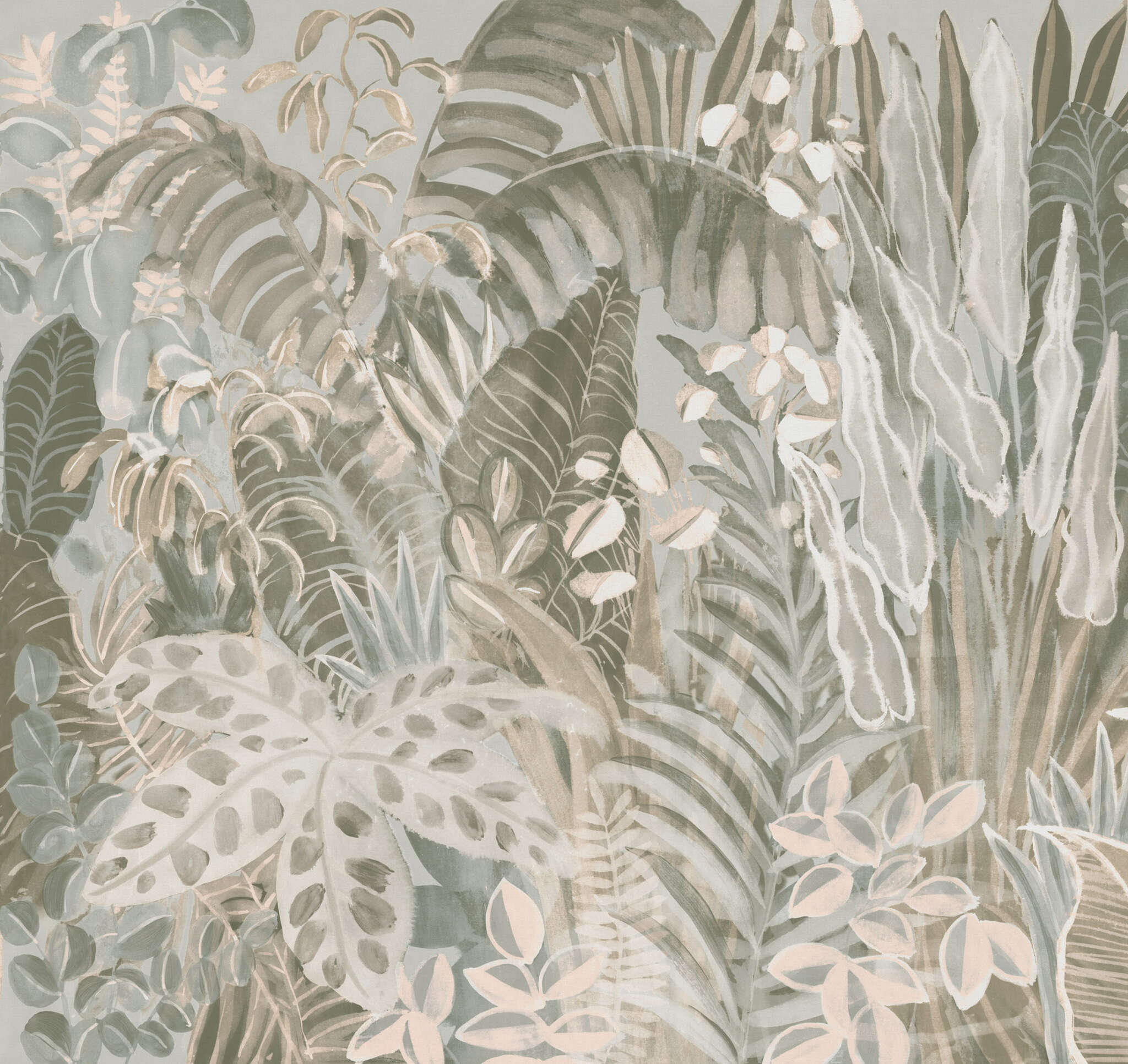 10-366679 Artikelscan 2 SCHÖNER WOHNEN photo wallpaper collection mural XXL BOTANICAL in light gray 366679