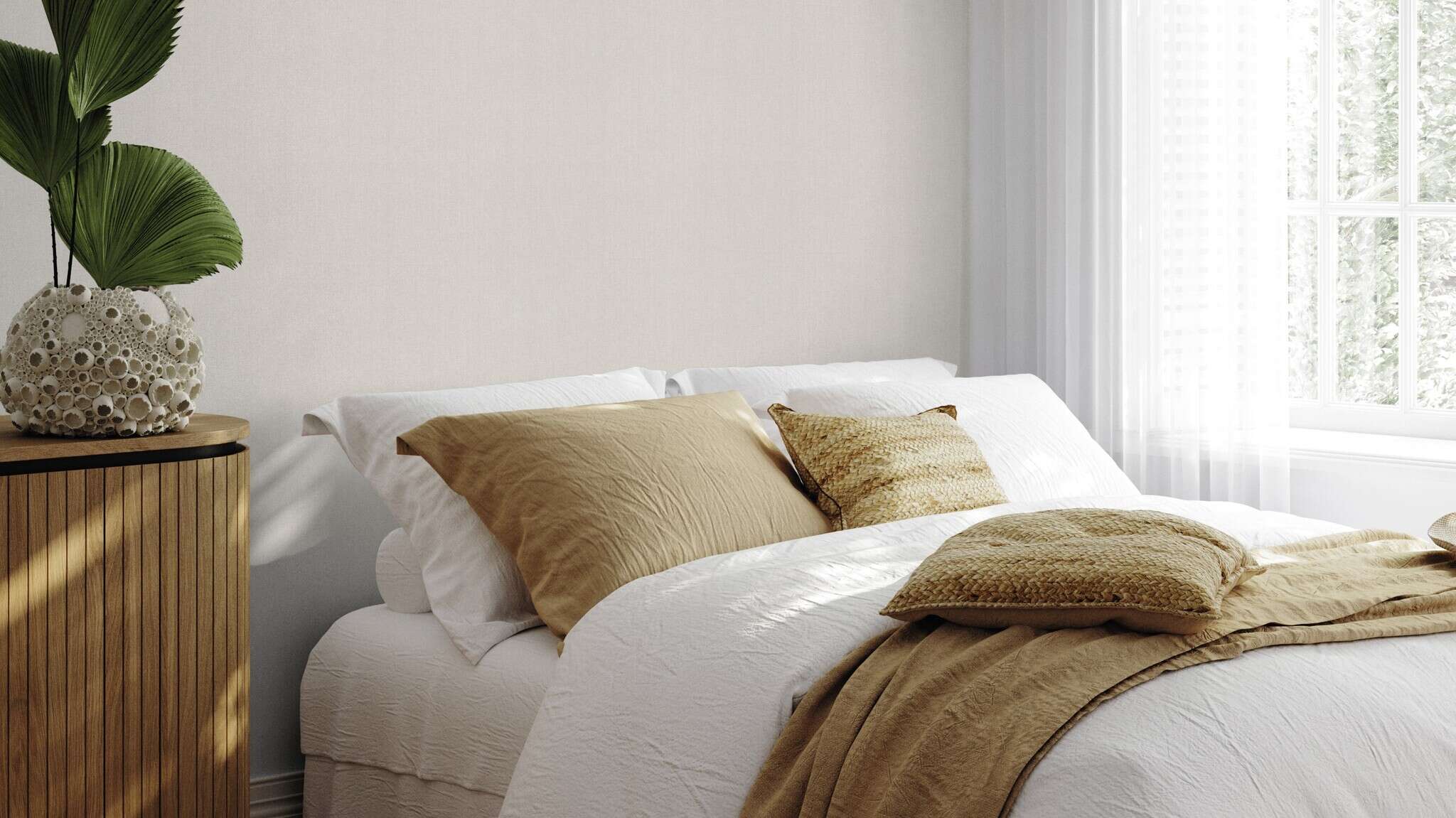 10-633696 Raumsituationen 1 Une chambre avec Papier peint uni avec une texture textile granuleuse