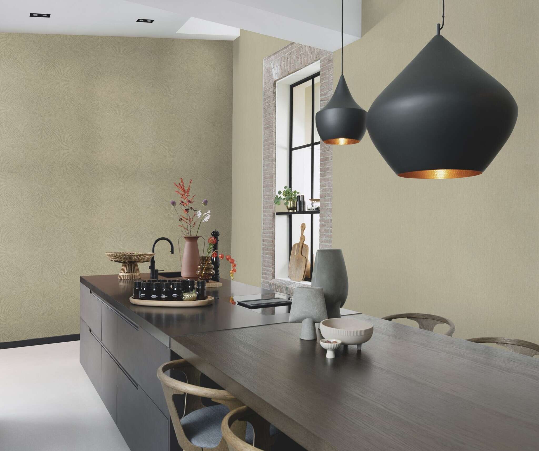 10-979381 Raumsituationen 3 Plain non-woven wallpaper in olive-olive green light Wall Textures XL Vol. 3 979381