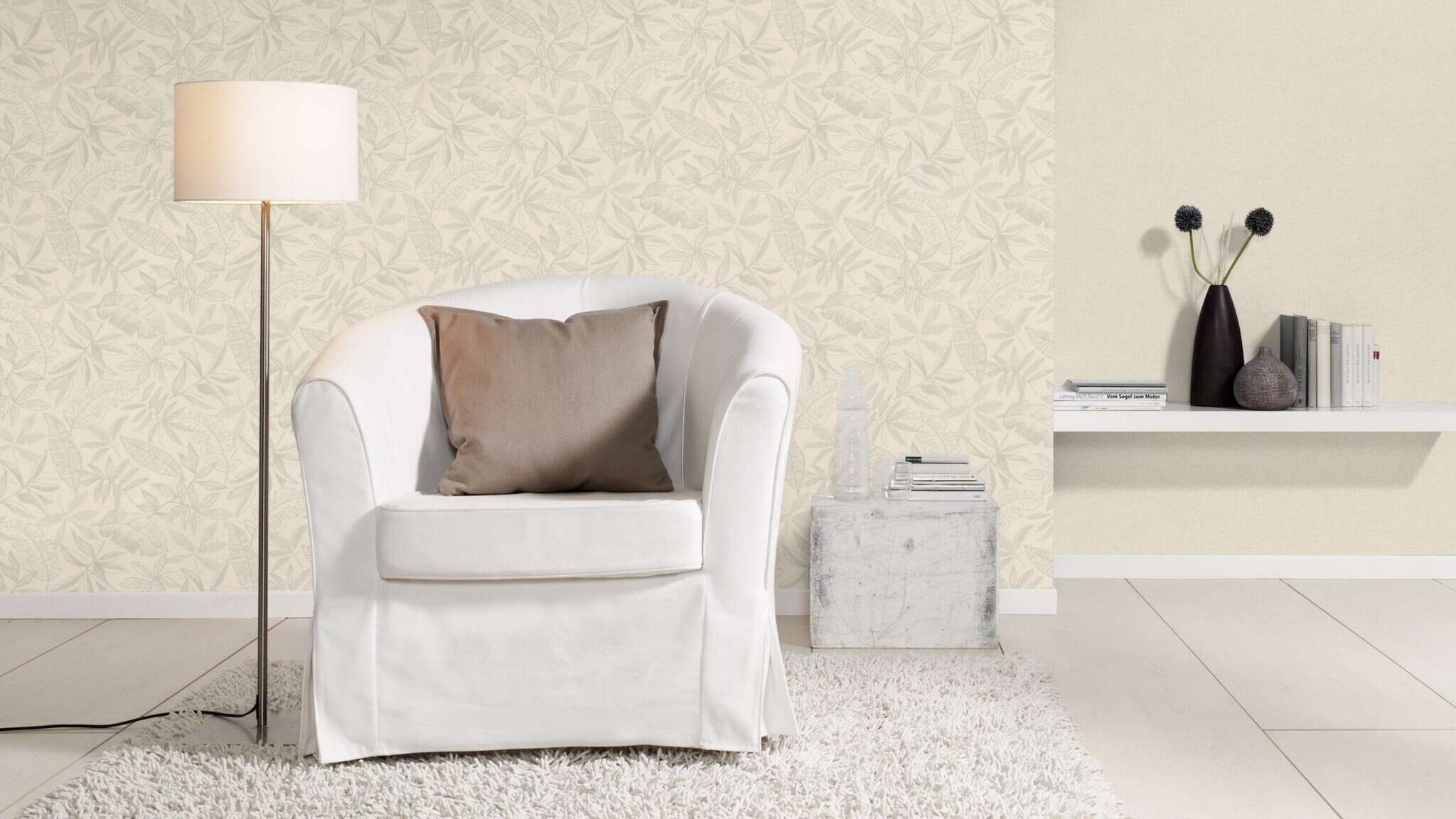 10-600353 Raumsituationen 5 SCHÖNER WOHNEN non-woven wallpaper collection LINEN in beige 600353