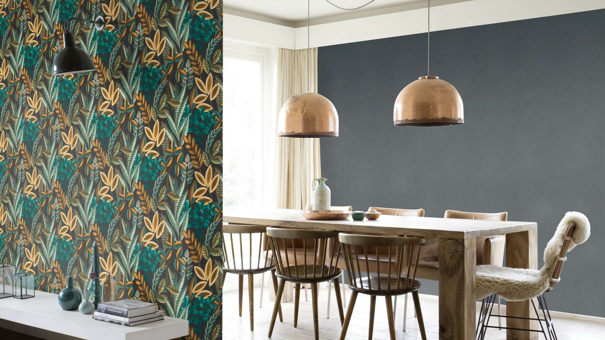 10-485561 Raumsituationen 2 Non-woven wallpaper in black anthracite Selection 485561