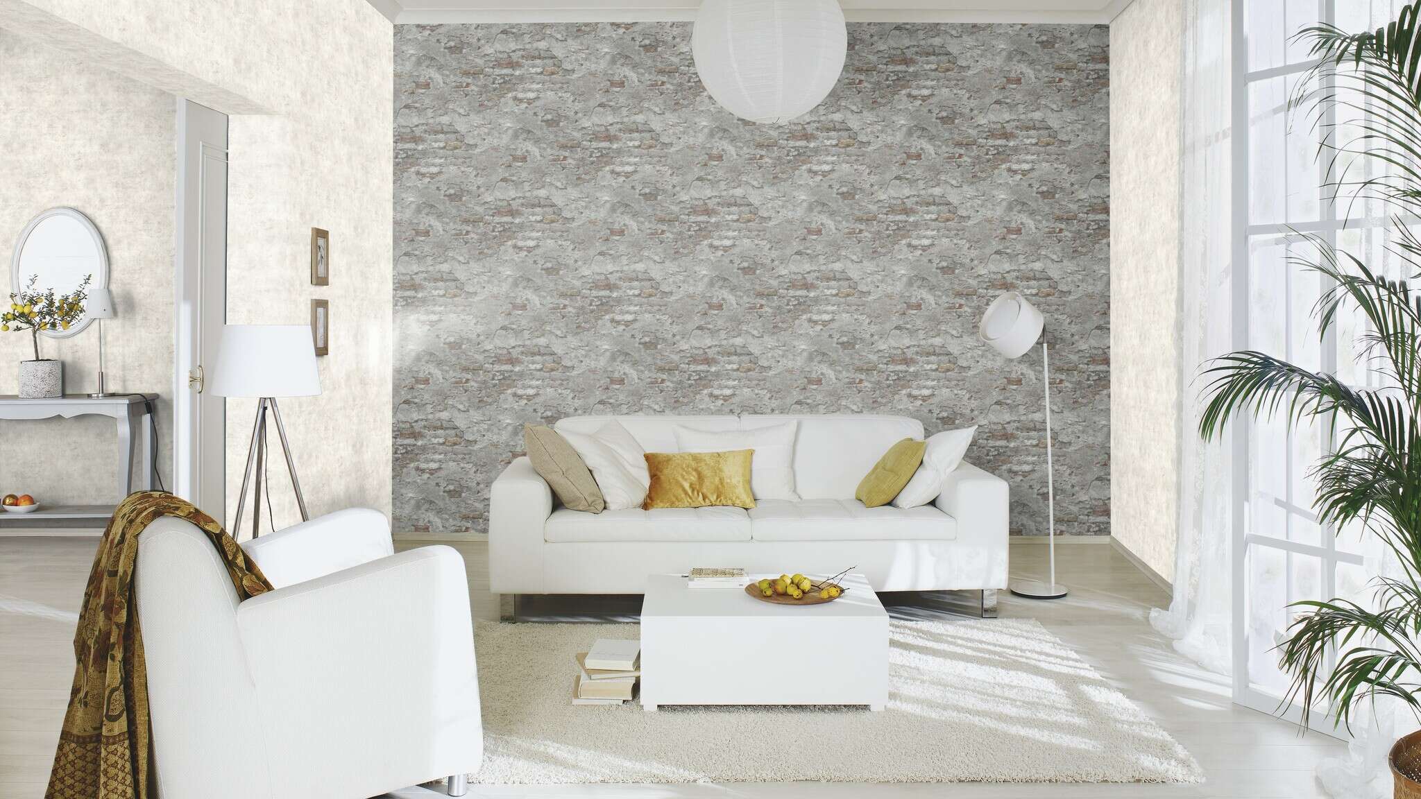 10-939330 Raumsituationen 1 Room with Wallpaper with stone wall
