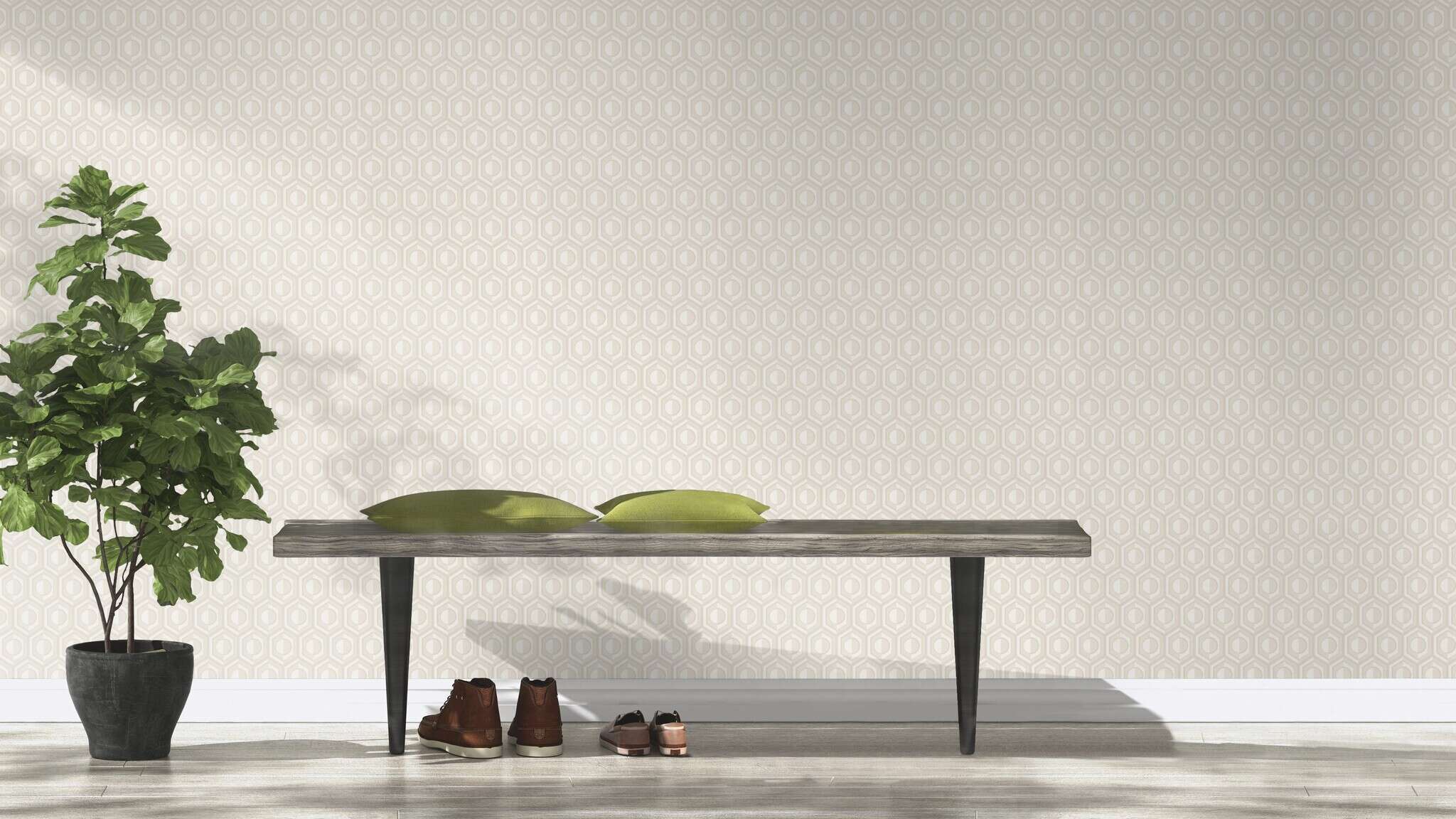10-710120 Raumsituationen 1 Non-woven wallpaper with graphic pattern in light gray, Sophia 710120