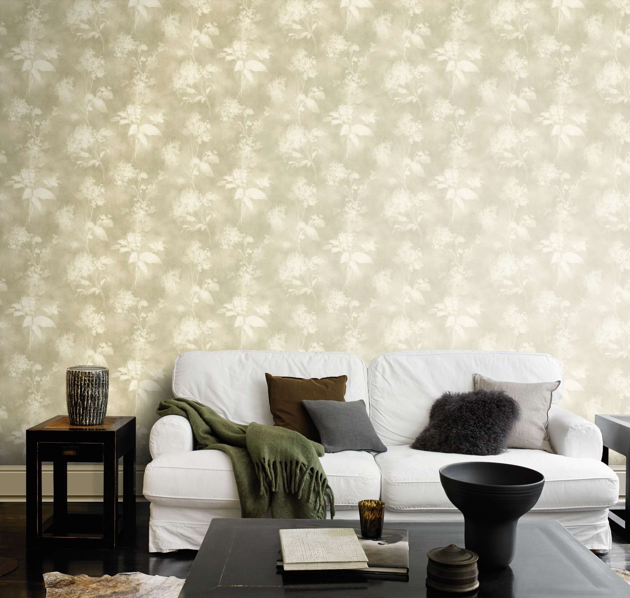 10-481402 Raumsituationen 2 Non-woven wallpaper in green Florentine IV 481402