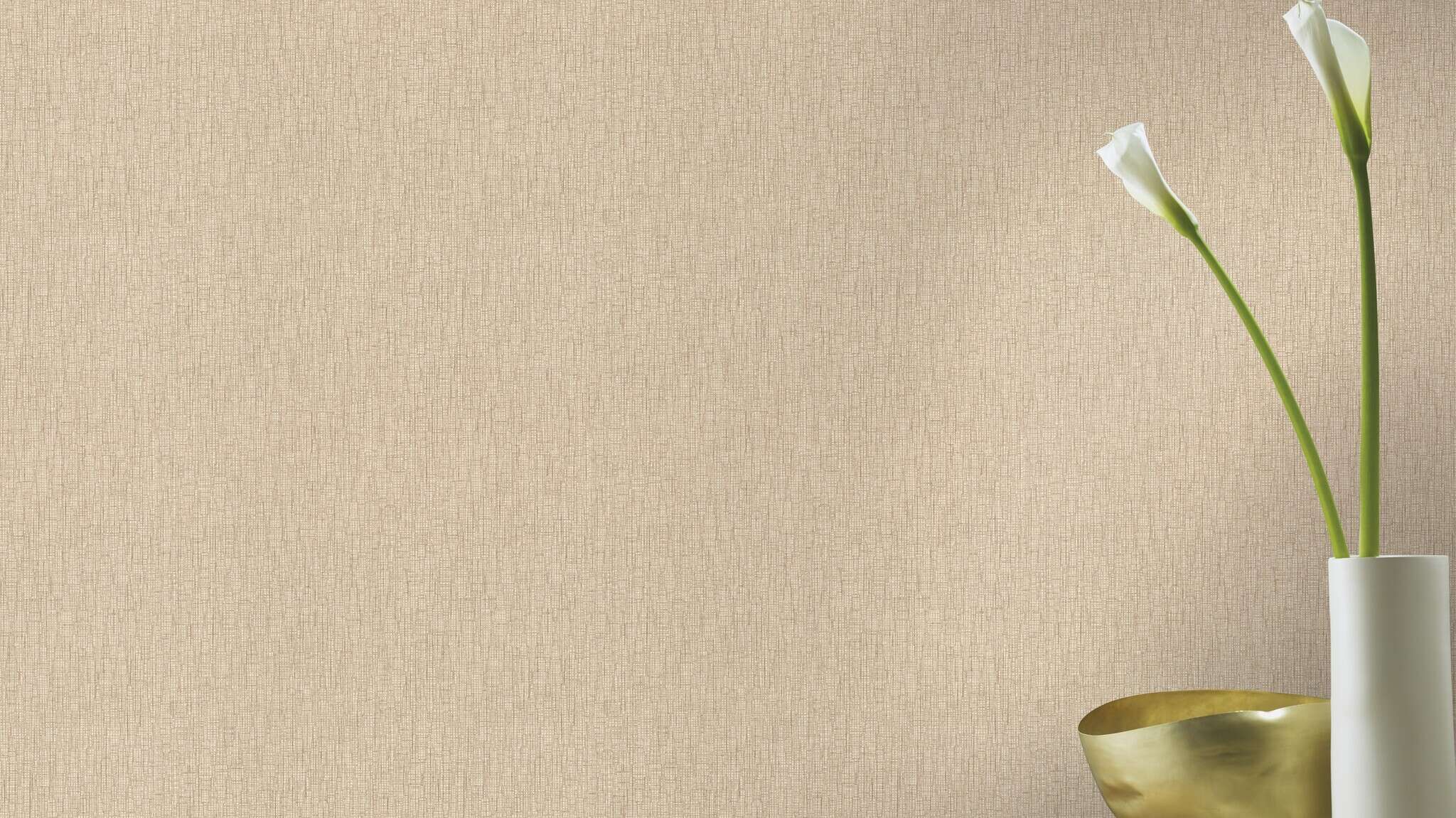 10-435443 Raumsituationen 2 Non-woven wallpaper with fabric-effect design in cream and silver - Noble Zen Shibori 435443