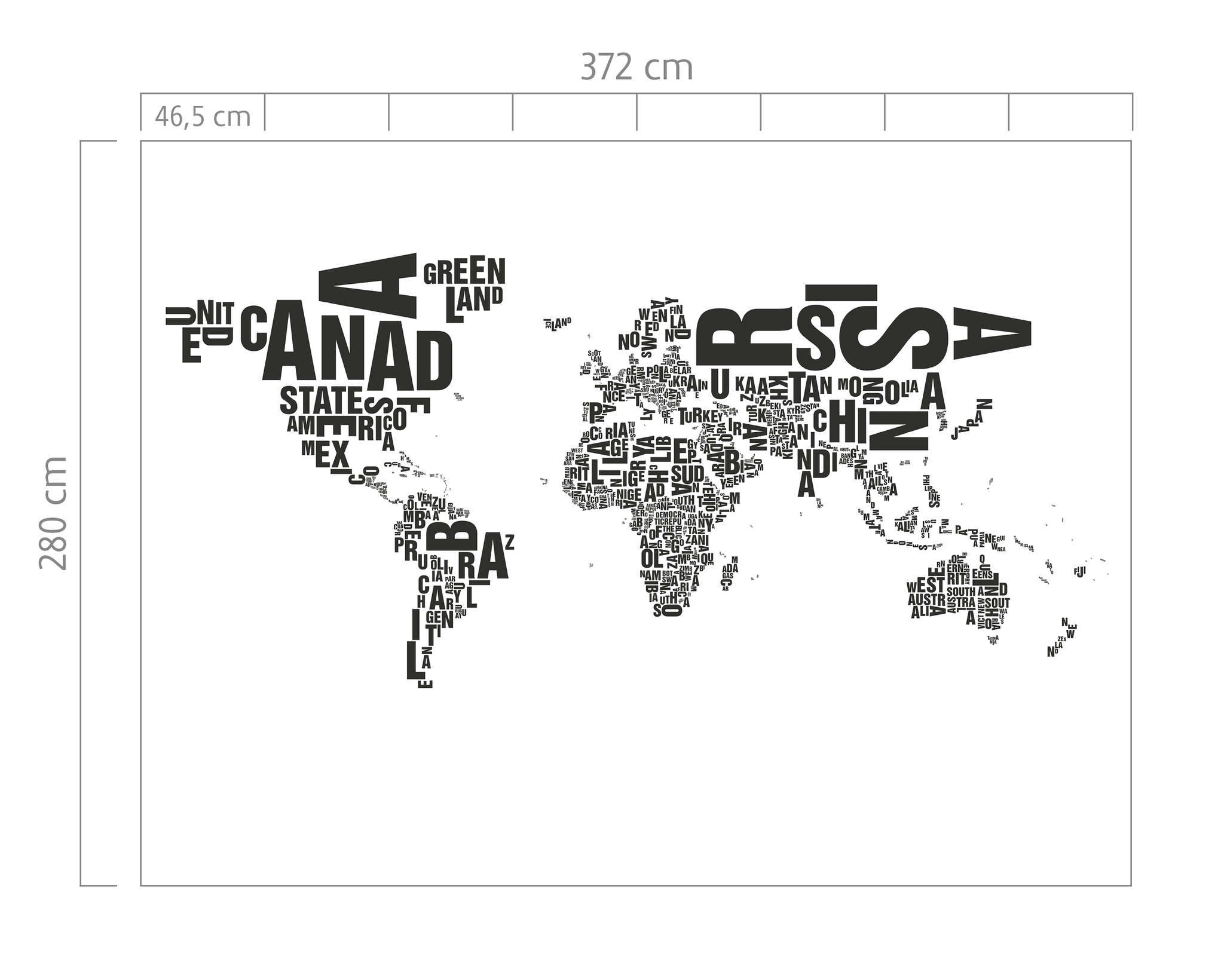 10-101034 Bildauschnitt 1 Young Artists Wallpaper Mural World Map Letter Locations White/Black - 101034