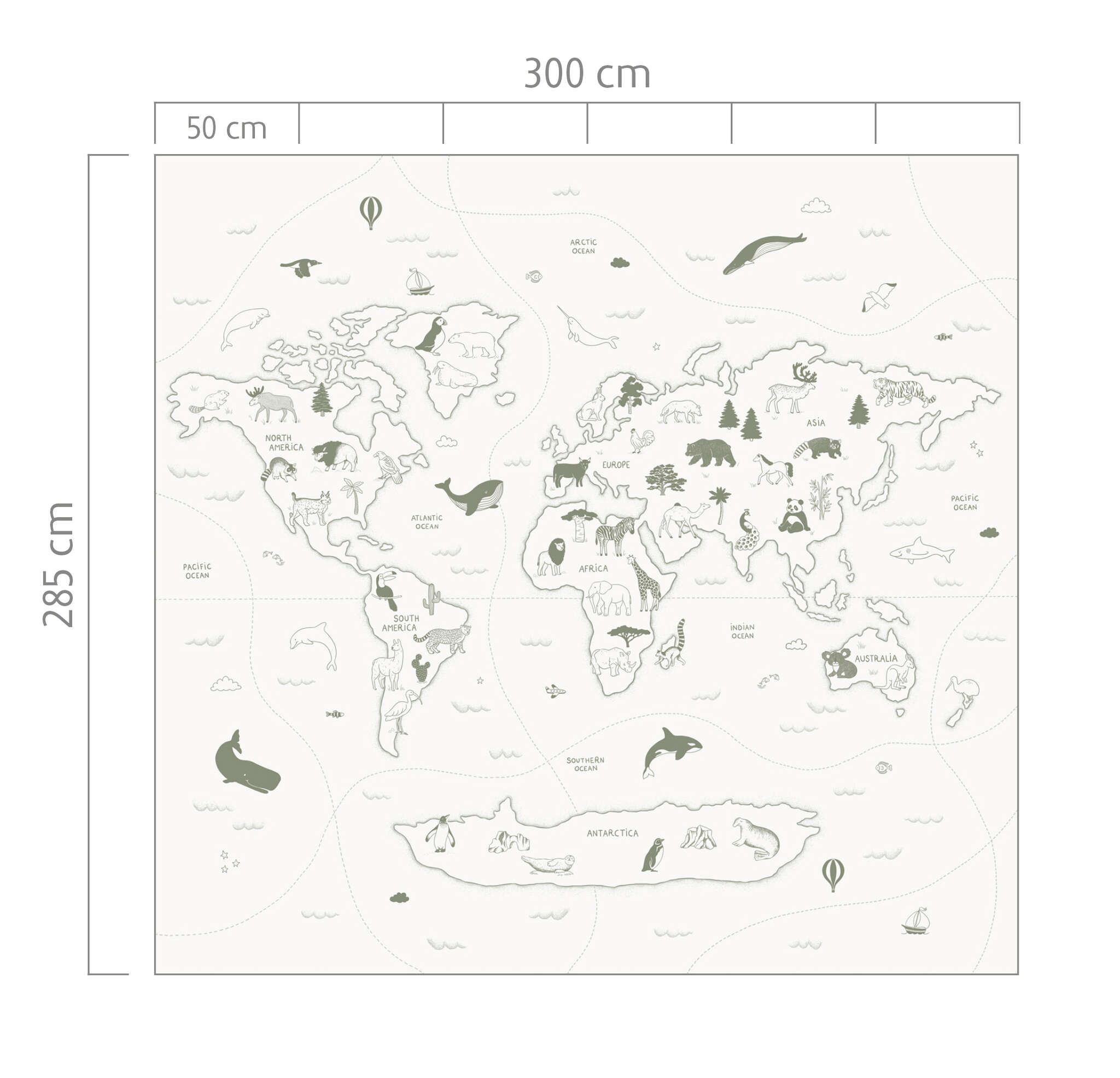 10-300064 Bildauschnitt 1 Wall mural Animal World in Green | Roomblush - RB394