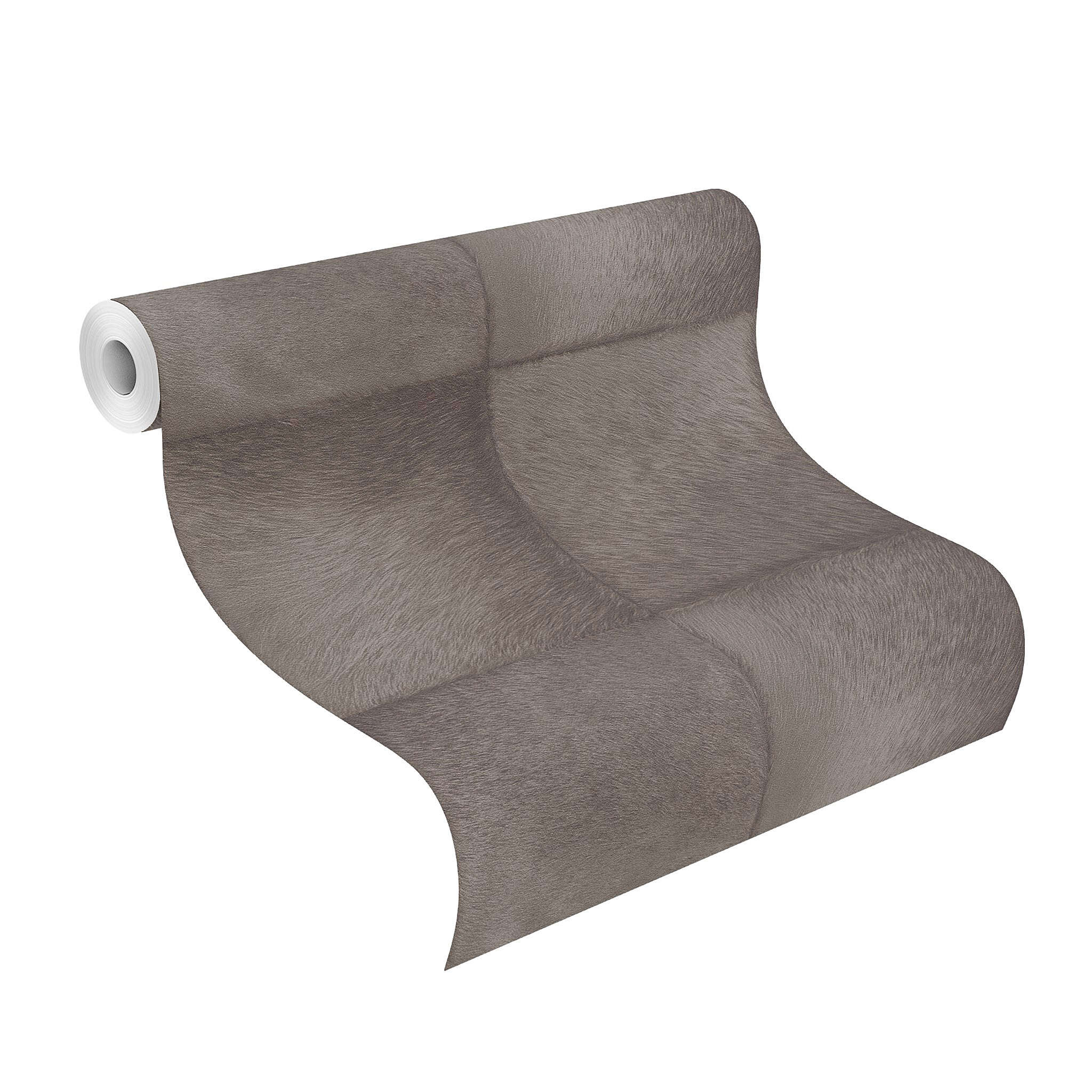 10-419139 Rolle abgerollt 1 Fur-look non-woven wallpaper in brown-taupe Selection 419139