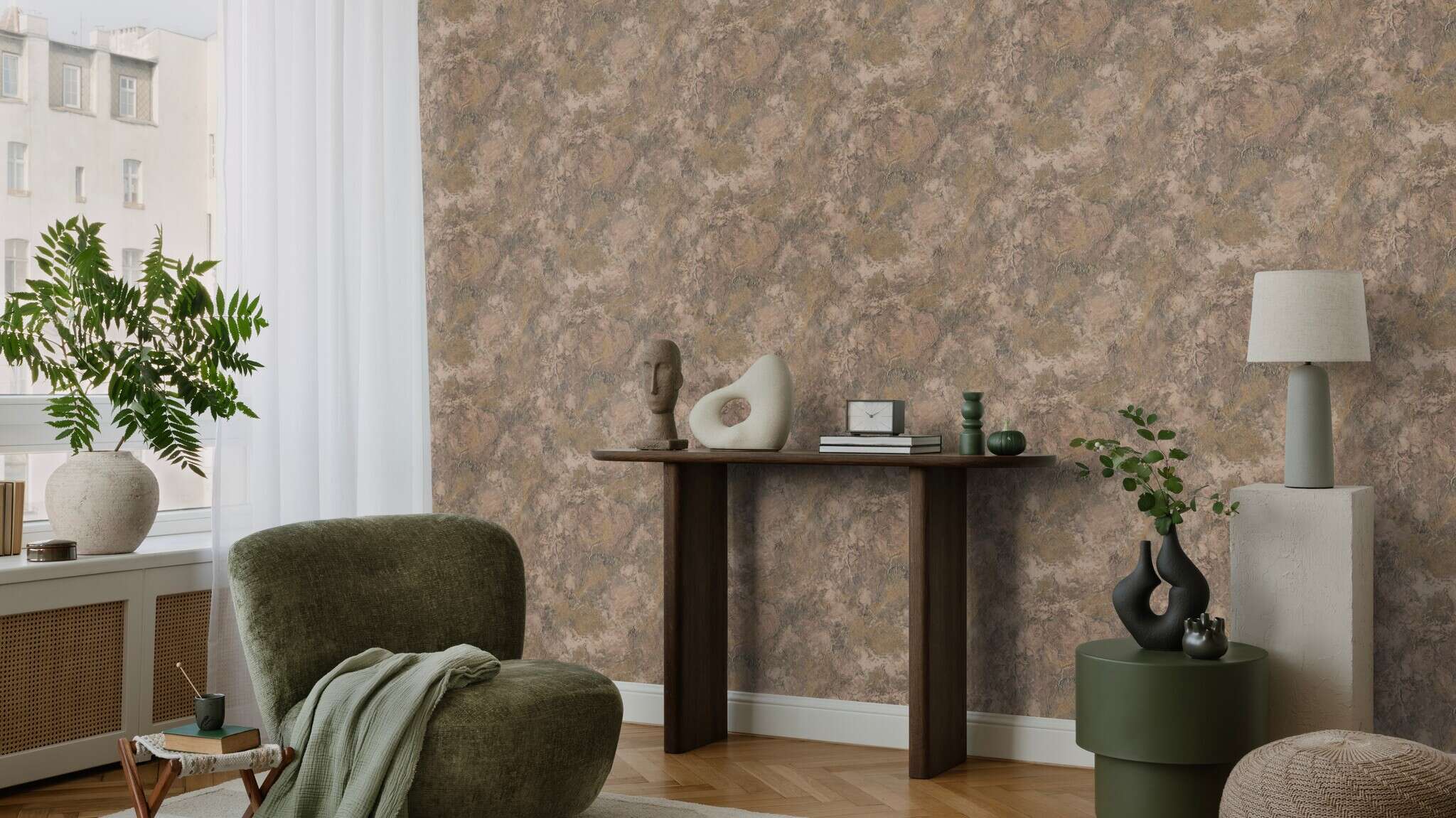 10-497250 Raumsituationen 3 Echo non-woven wallpaper in brown - Factory VI 497250