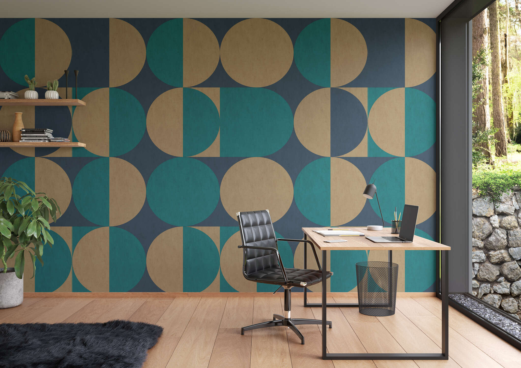 Arbeitszimmer mit 364026 - Wandbild - Retro-Charme und doch modern - hier schließt sich der Kreis magicwalls Fototapete Retro 364026