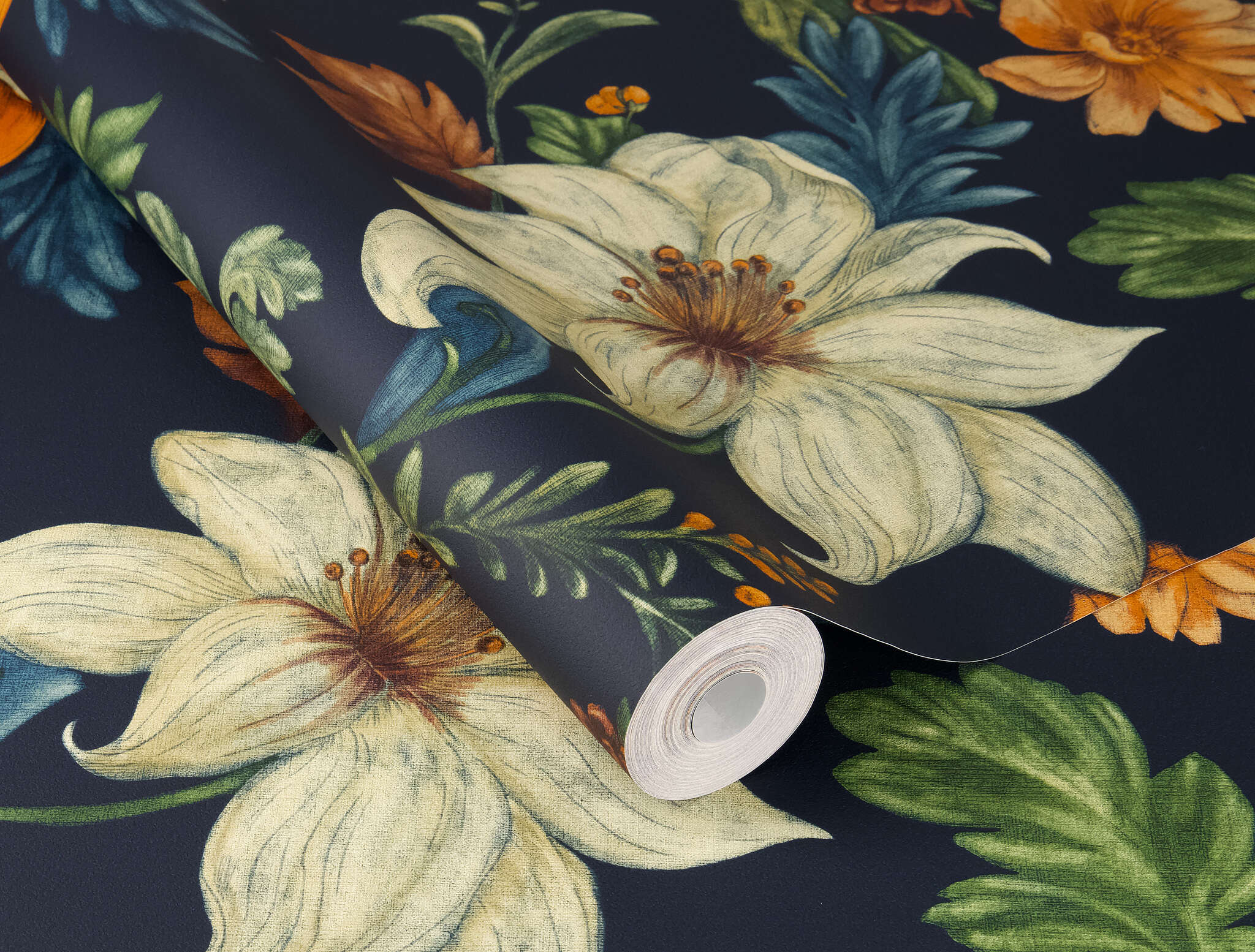 10-581744 Detailaufnahmen 1 Papier peint intissé à motifs floraux orange et crème 581744