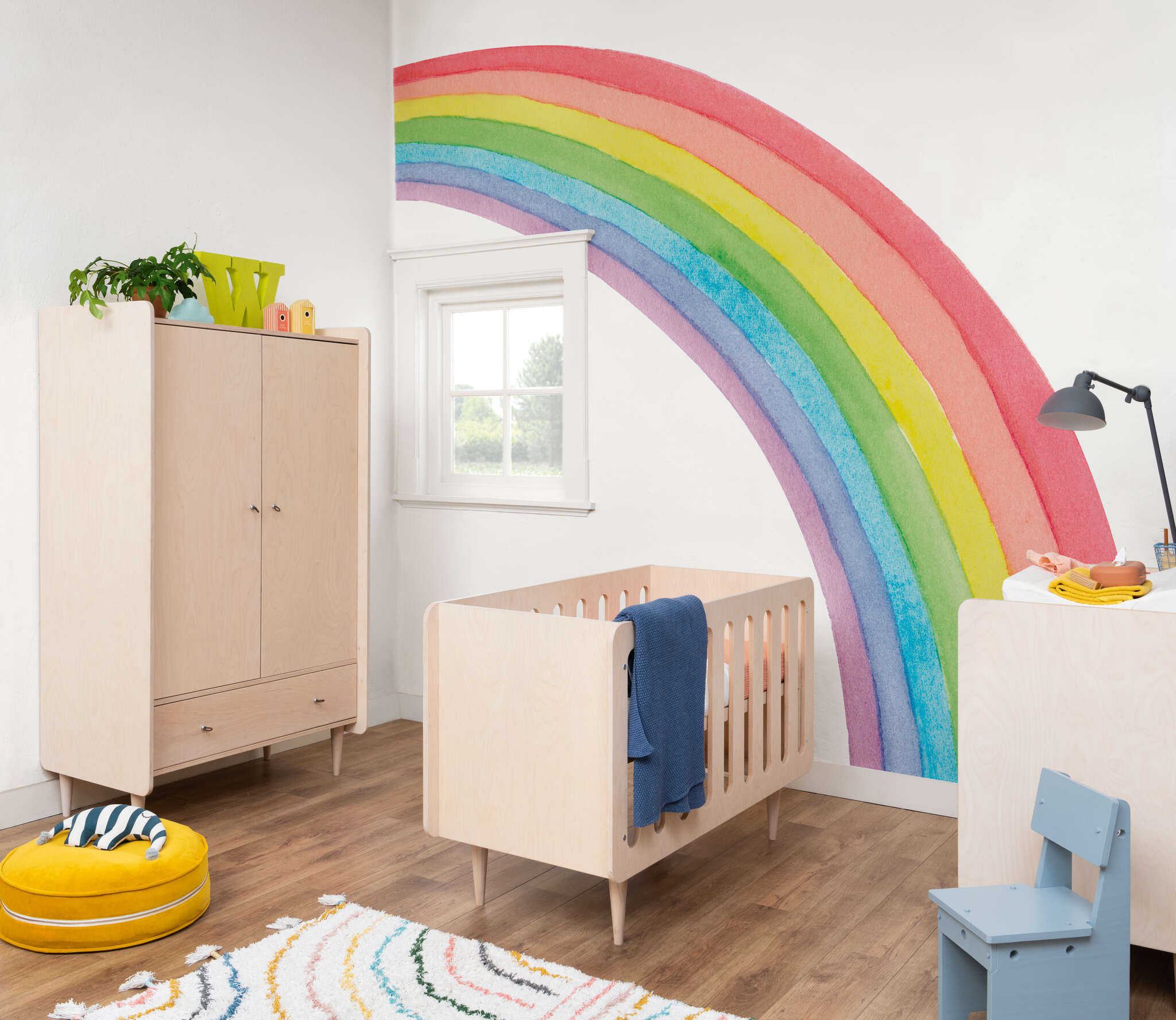 Kinderzimmer mit 253252 - Wandbild - Halber Regenbogen in kräftigen Wasserfarben Bambino XIX photo wallpaper rainbow 253252