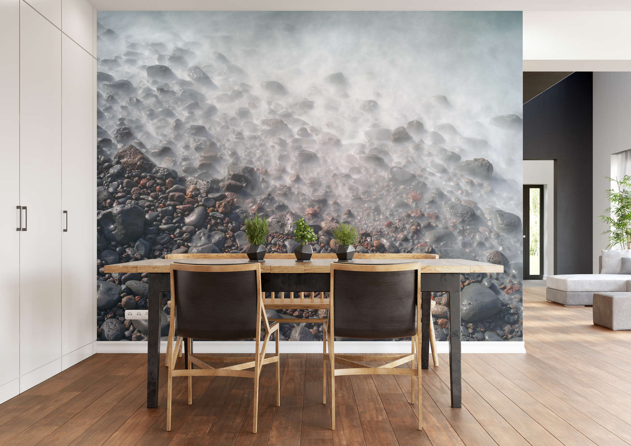 Esszimmer mit 363814 - Fototapete - Immer in Bewegung und trotzdem Ruhe: Kieselsteinstrand magicwalls Fototapete 363814