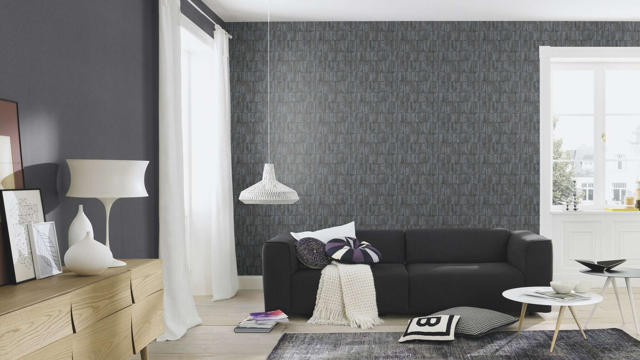 10-560343 Raumsituationen 2 Non-woven wallpaper in gray-grey-blue dark Selection 560343
