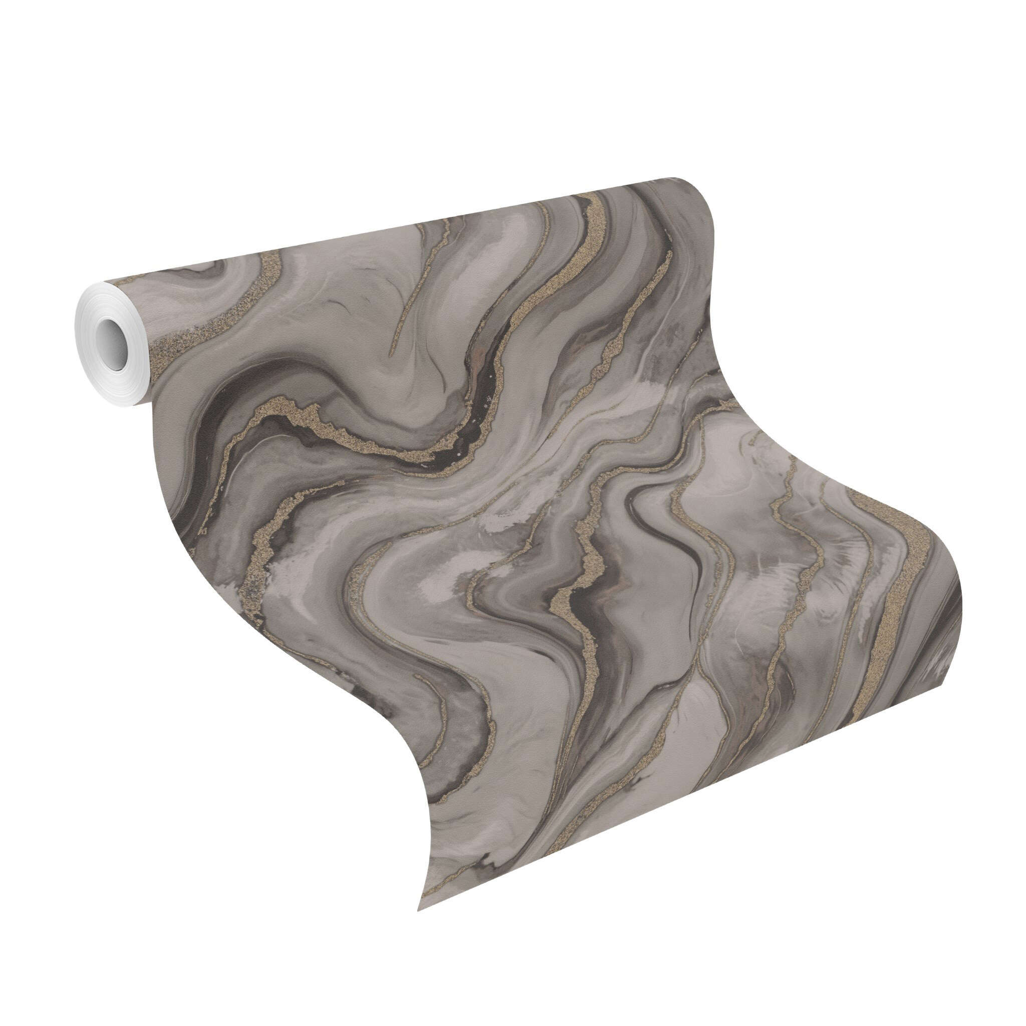 10-497656 Rolle abgerollt 1 Marble-effect wallpaper in grey - Factory VI Marmorea 497656