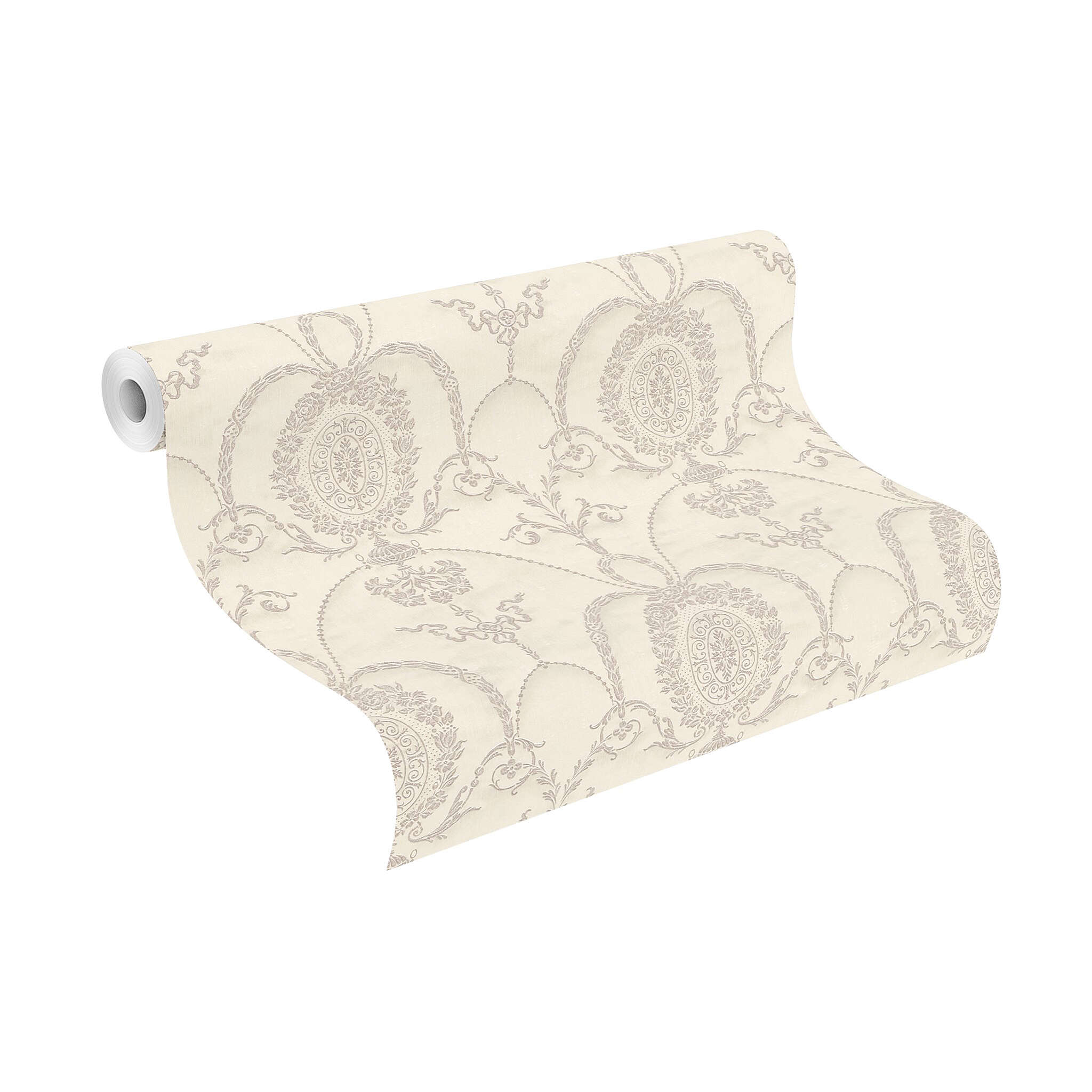 10-532104 Rolle abgerollt 1 Ornament Allover Vliestapete in Creme-Cremeweiß Selection 532104